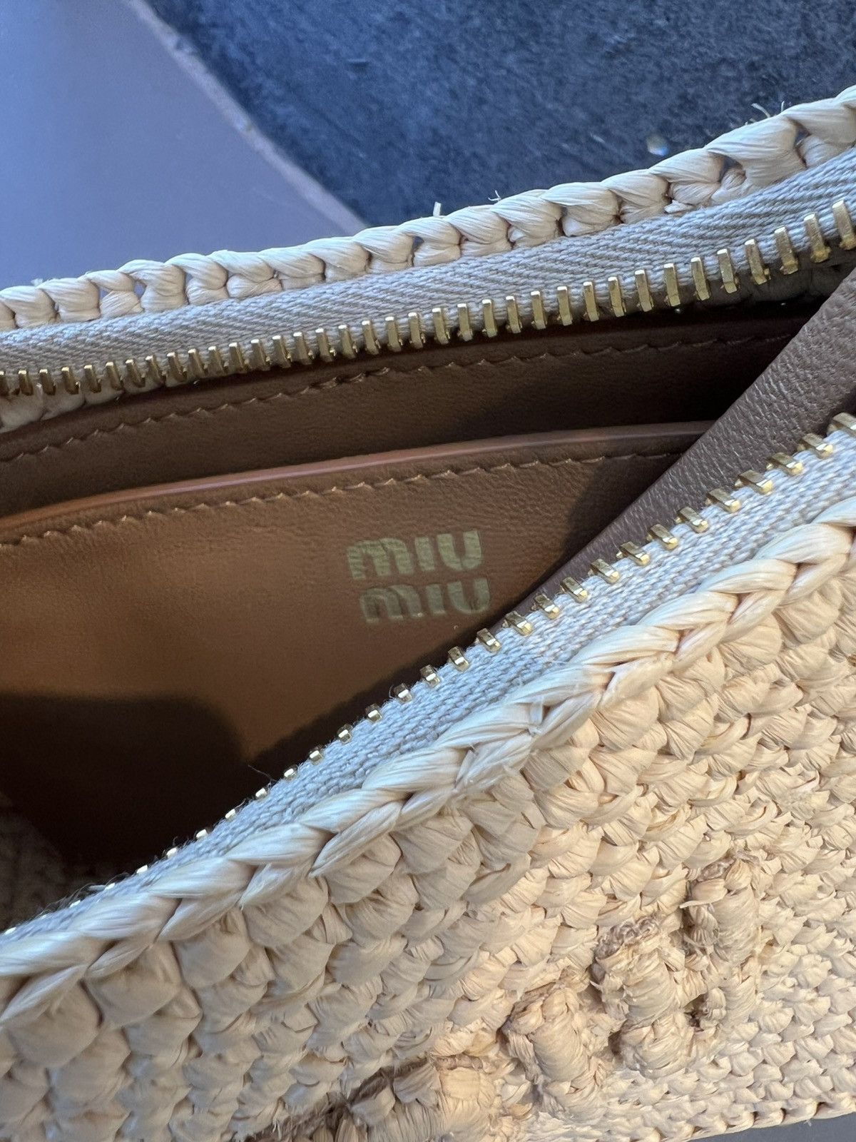 Miu Miu Miu Miu Wander Natural Raffia Crochet Crossbody Bag Size ONE SIZE - 7 Thumbnail