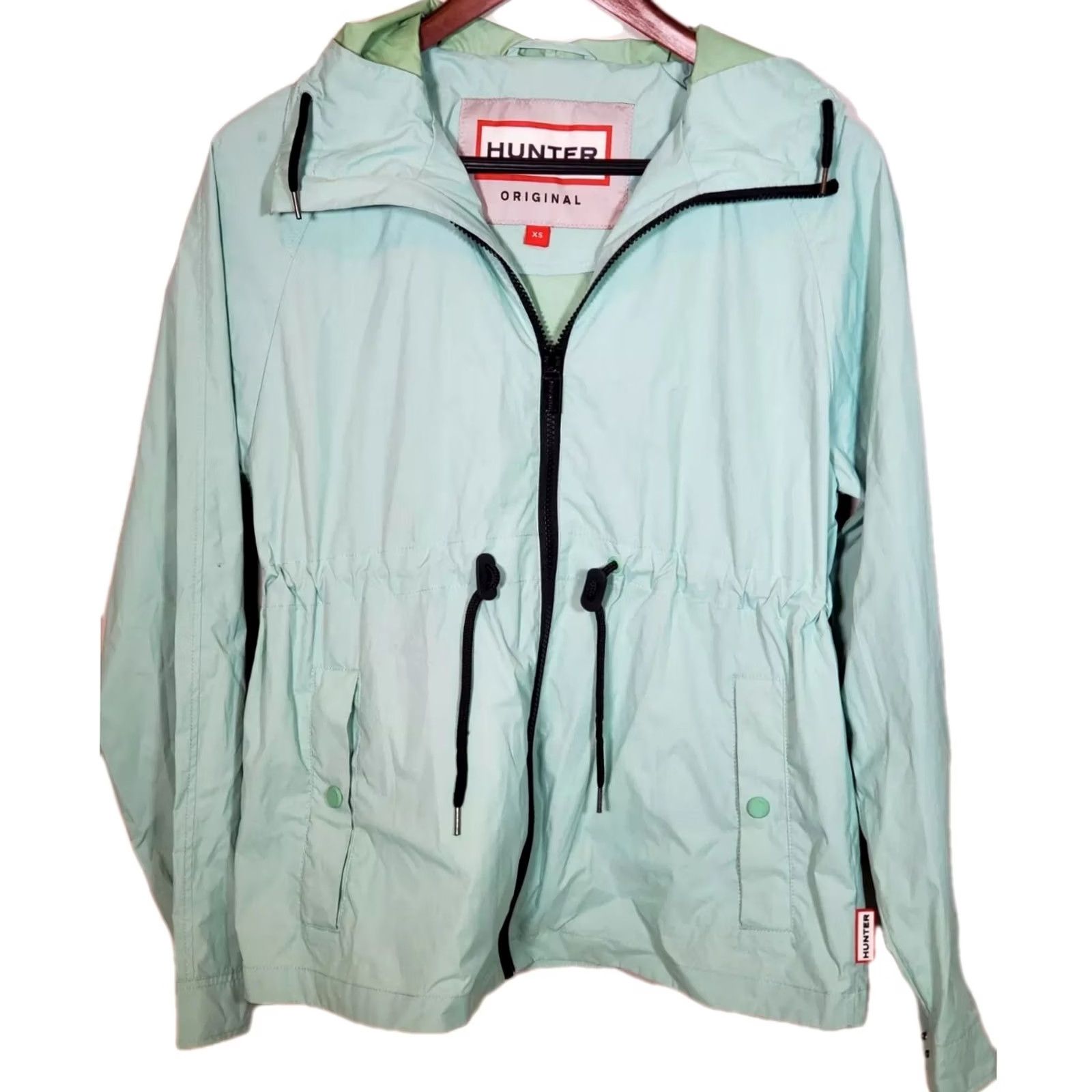 Hunter HUNTER Original Packable Full Zip Hooded Rain Jacket Light Mint Green Women's XS Jacket Size XS / US 0-2 / IT 36-38 - 2 Thumbnail