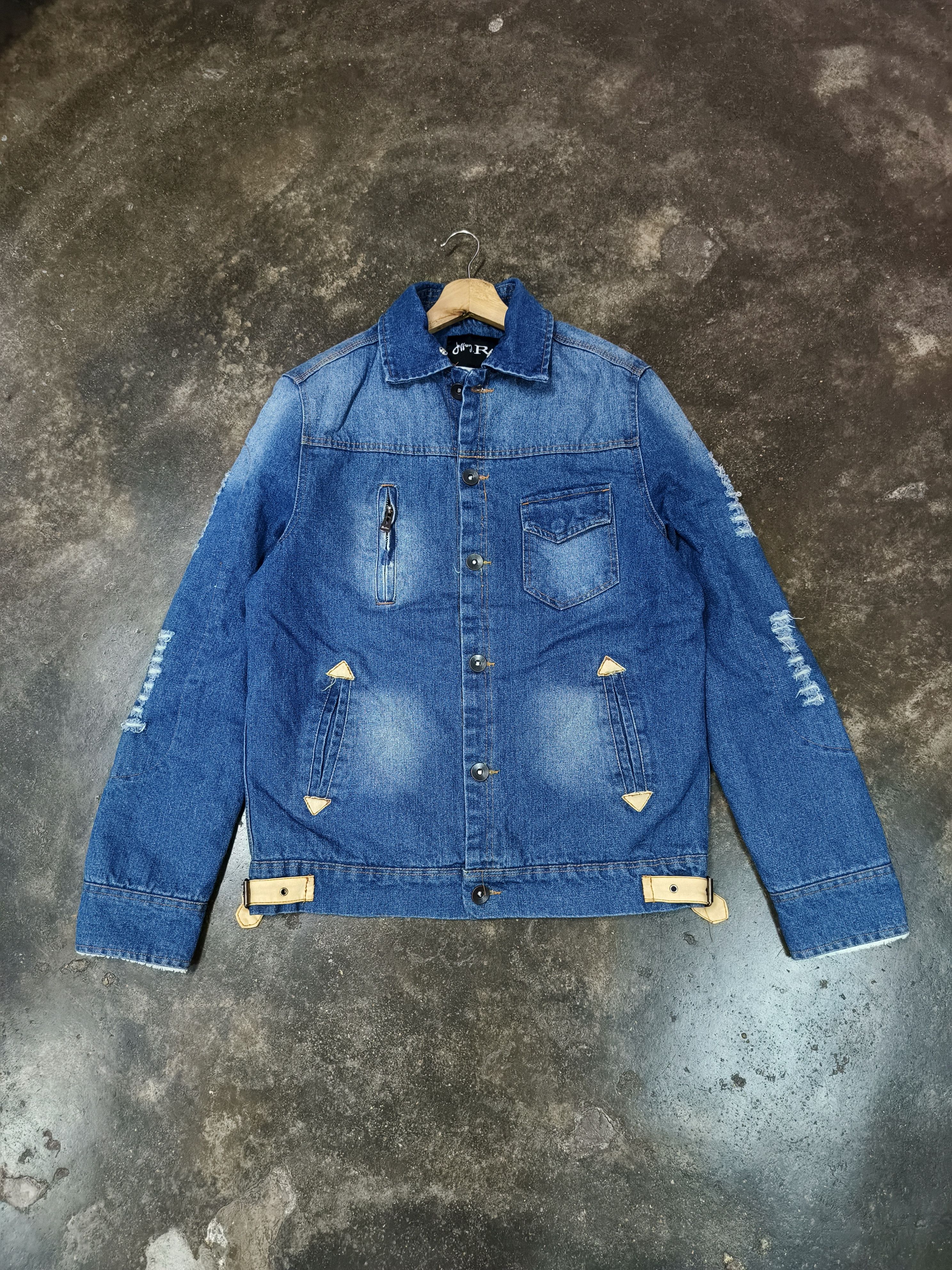 Japanese Brand Jeffrey. R distressed style lining sherpa denim Jacket Size US S / EU 44-46 / 1 - 1 Thumbnail