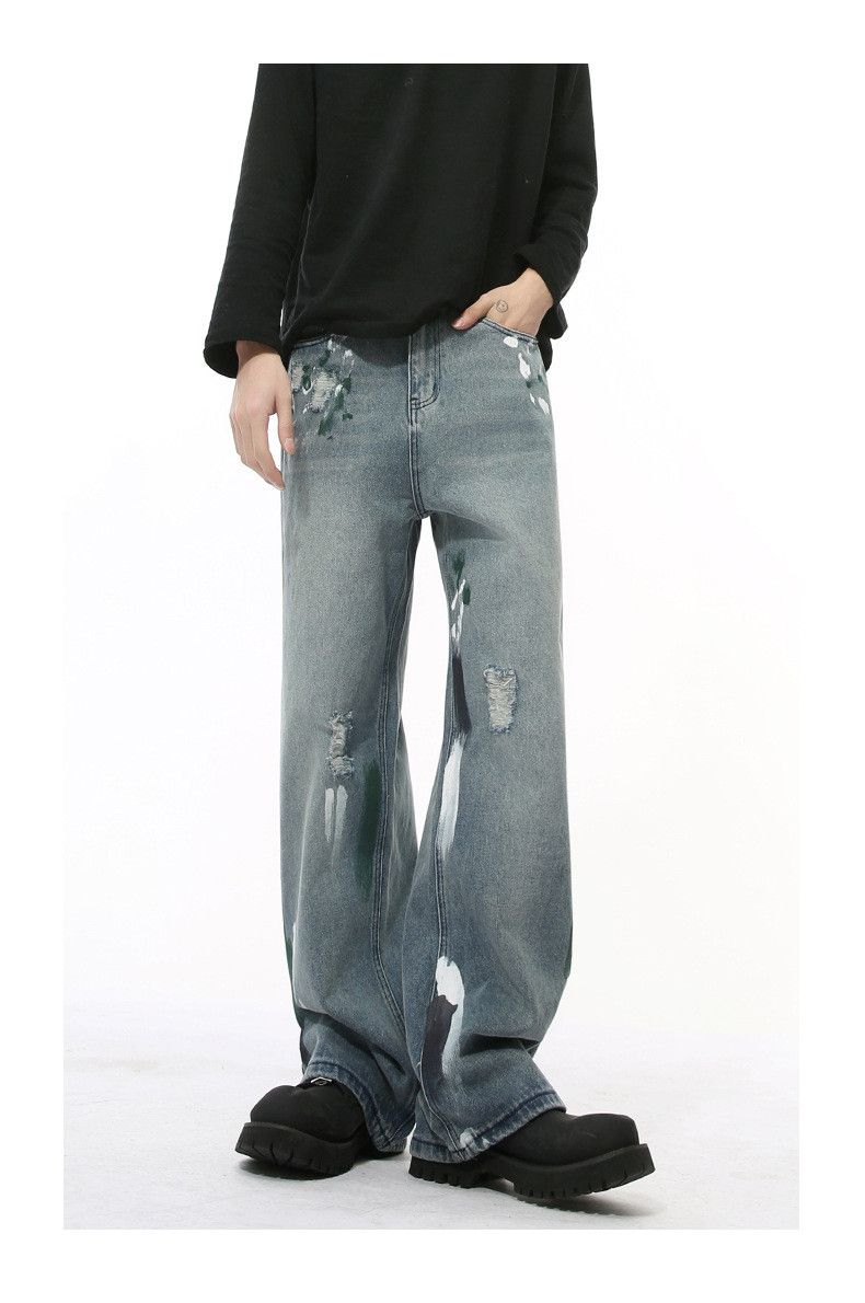 Japanese Brand × Jean Japanese retro heavy graffiti straight loose jeans Size US 32 / EU 48 - 1 Thumbnail