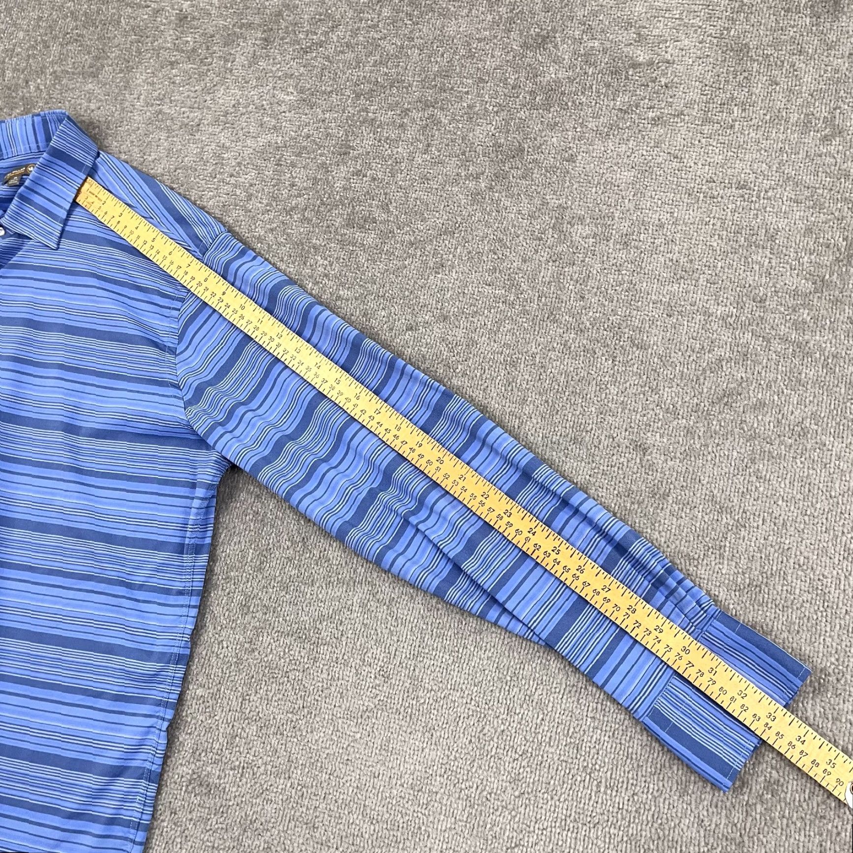 Peter Millar Peter Millar Shirt Mens XL Blue Striped Performance Button Summer Comfort Size US XL / EU 56 / 4 - 6 Thumbnail