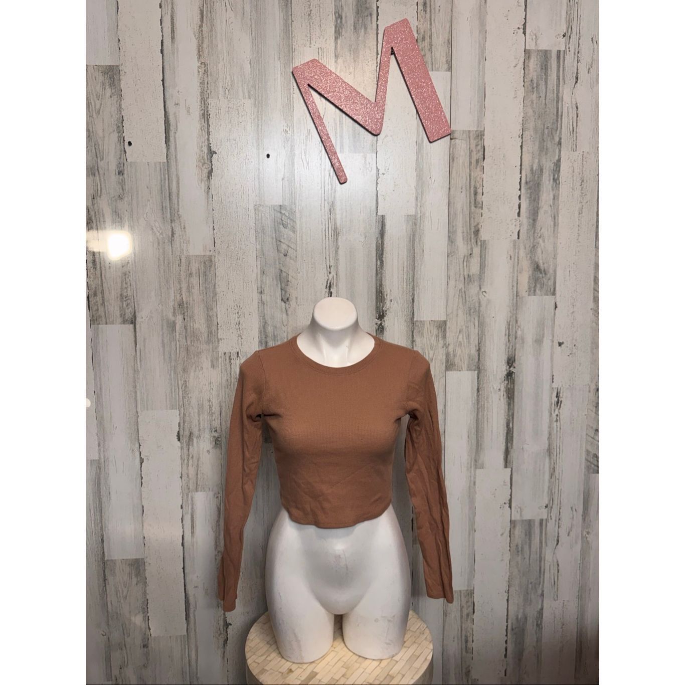Other Bozzolo Brown Long Sleeve Ribbed Crop Top Women’s Size M Size M / US 6-8 / IT 42-44 - 1 Thumbnail