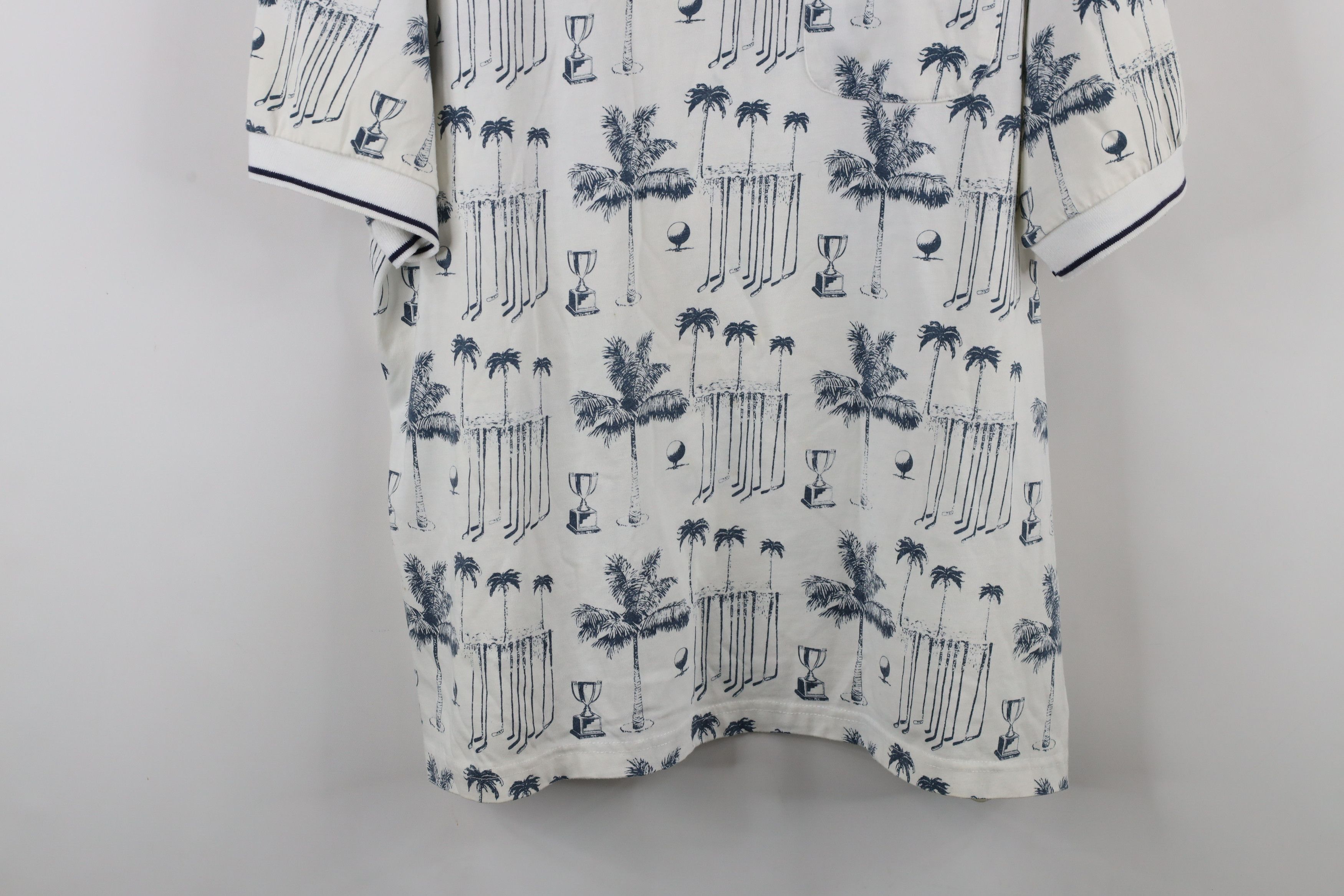 Vintage Vintage 90s All Over Print Golf Palm Tree Polo Shirt White Size US XXL / EU 58 / 5 - 3 Thumbnail