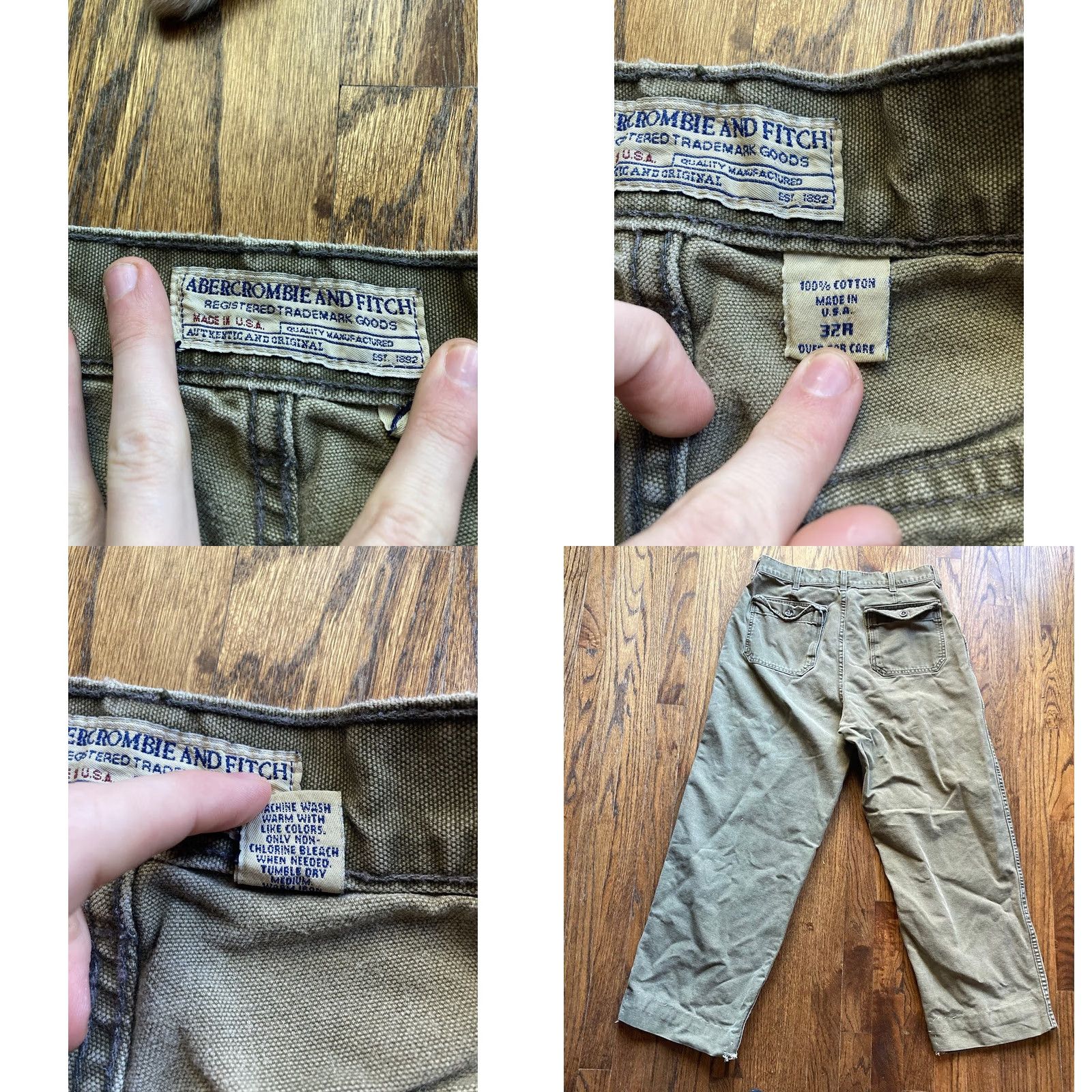 Abercrombie & Fitch VINTAGE Abercrombie & Fitch Pants Mens Size 32x27 Canvas 90s USA Made Military Cargo Workwear Green Cotton Straight Inseam 27 Size US 32 / EU 48 - 8 Thumbnail