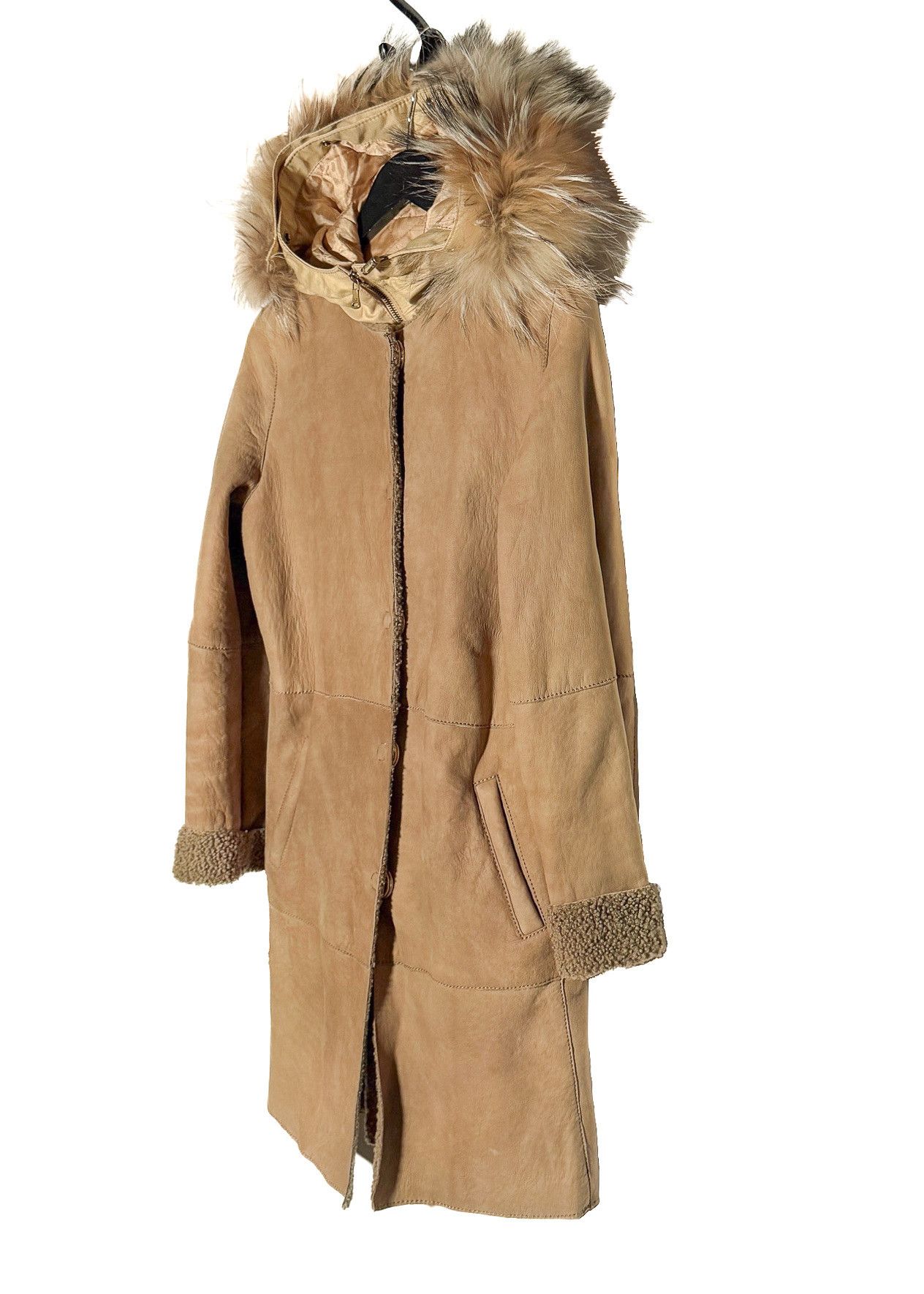 Dolce & Gabbana D&G Amovible Fur Hood Beige Shearling Coat Size S / US 4 / IT 40 - 2 Thumbnail