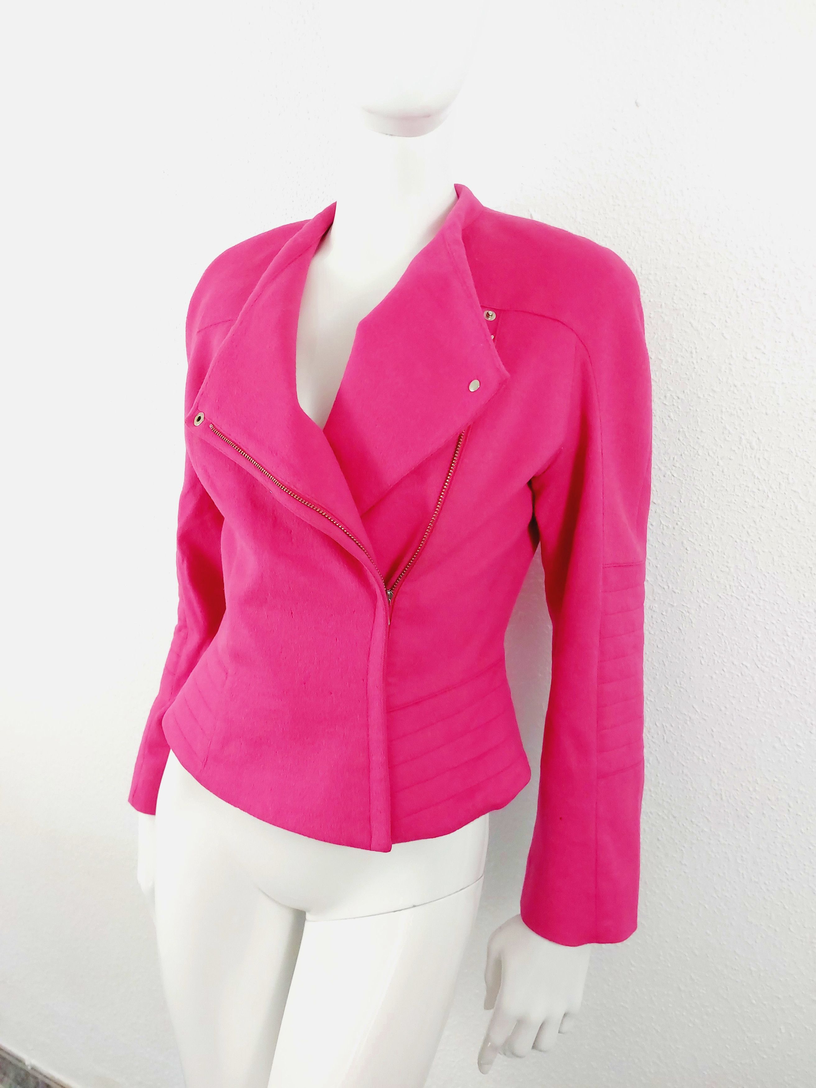 image of Thierry Mugler Pink Cashmere Curved Blazer Jacket, Women's (Size Small)