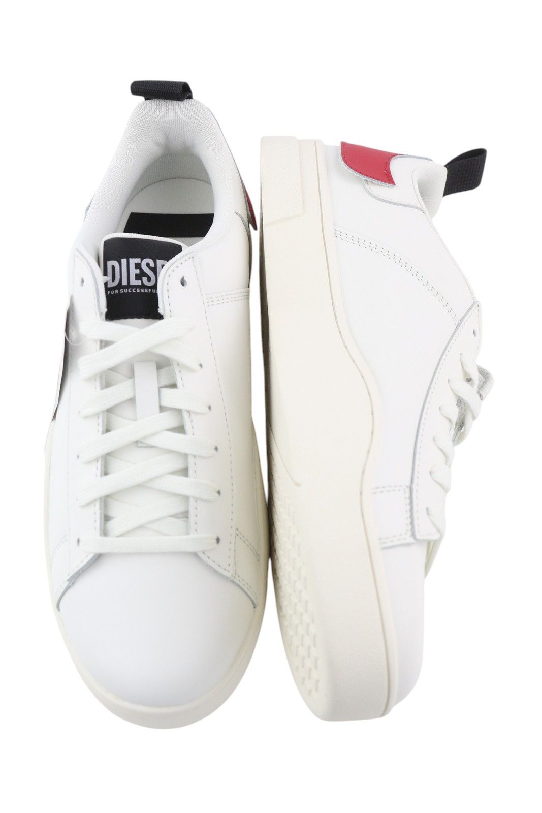 Diesel S-CLEVER LOW LACE EU44.5 White Red Leather 41561 Size US 11.5 / EU 44-45 - 4 Thumbnail
