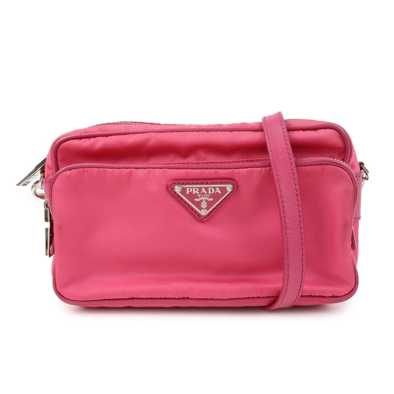 Prada Prada Triangle Logo Nylon Crossbody Bag Pink Size ONE SIZE - 1 Thumbnail