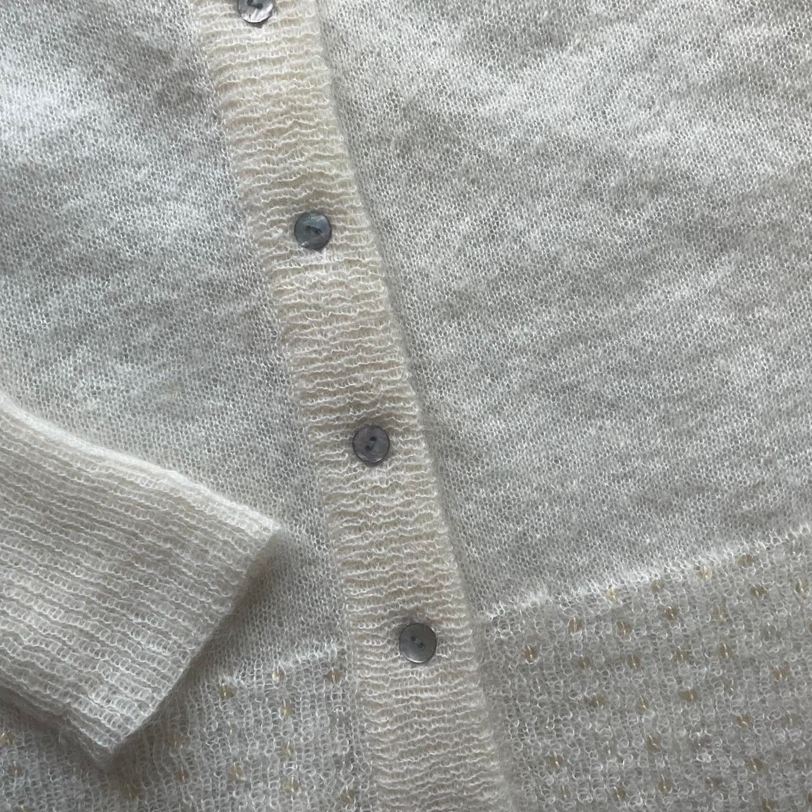 Vintage Vintage Cream and Sequin Mohair cardigan from Silk Club. Size S / US 4 / IT 40 - 3 Thumbnail
