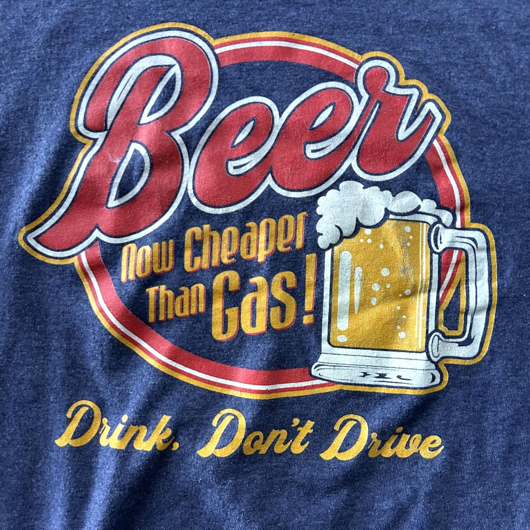 GAS Shirt Mens XL Blue Beer Cheaper Than Gas Weed Funny Graphic Novelty Tee T-Shirt Size US XL / EU 56 / 4 - 2 Thumbnail