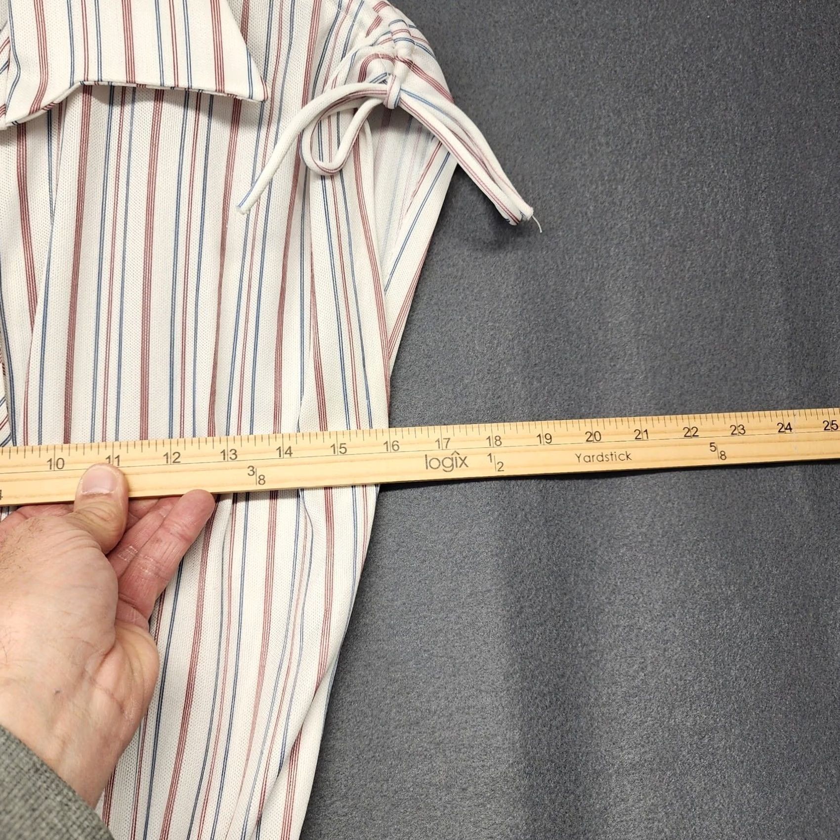 Vintage VINTAGE Womens A-Line Dress Sleeveless Striped Cinch Waist Midi White XS Women Size XS / US 0-2 / IT 36-38 - 4 Thumbnail
