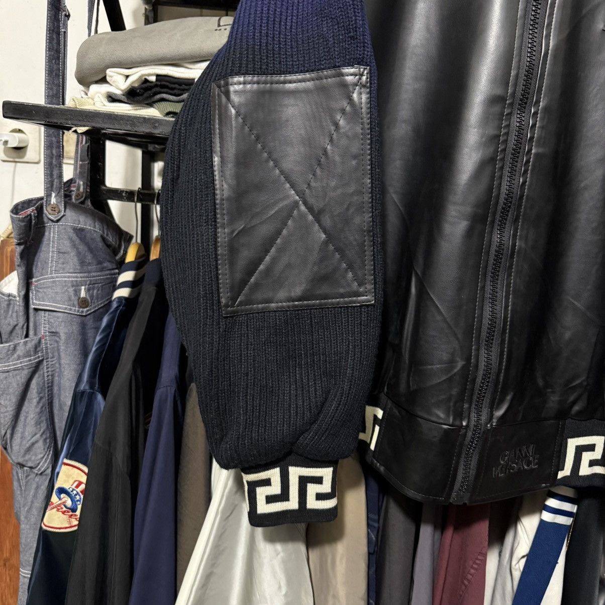 Versace Vintage versace jeans couture leather knit varsity jacket Size US L / EU 52-54 / 3 - 8 Thumbnail