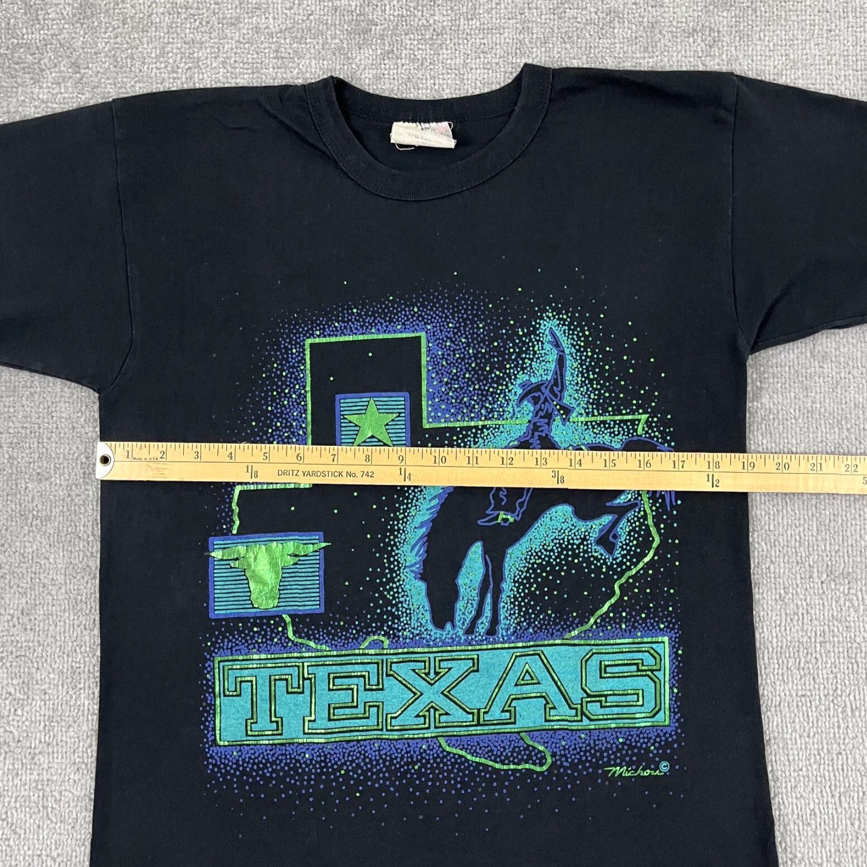 Vintage VINTAGE TEXAS Shirt Michou Mens Medium Black Graphic Western Cowboy Tee Metallic Size US M / EU 48-50 / 2 - 4 Thumbnail