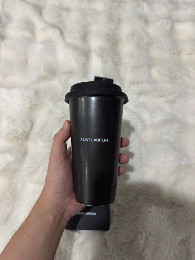 Saint Laurent Paris Saint Laurent Paris Pure black classic logo water cup Size ONE SIZE - 2 Thumbnail