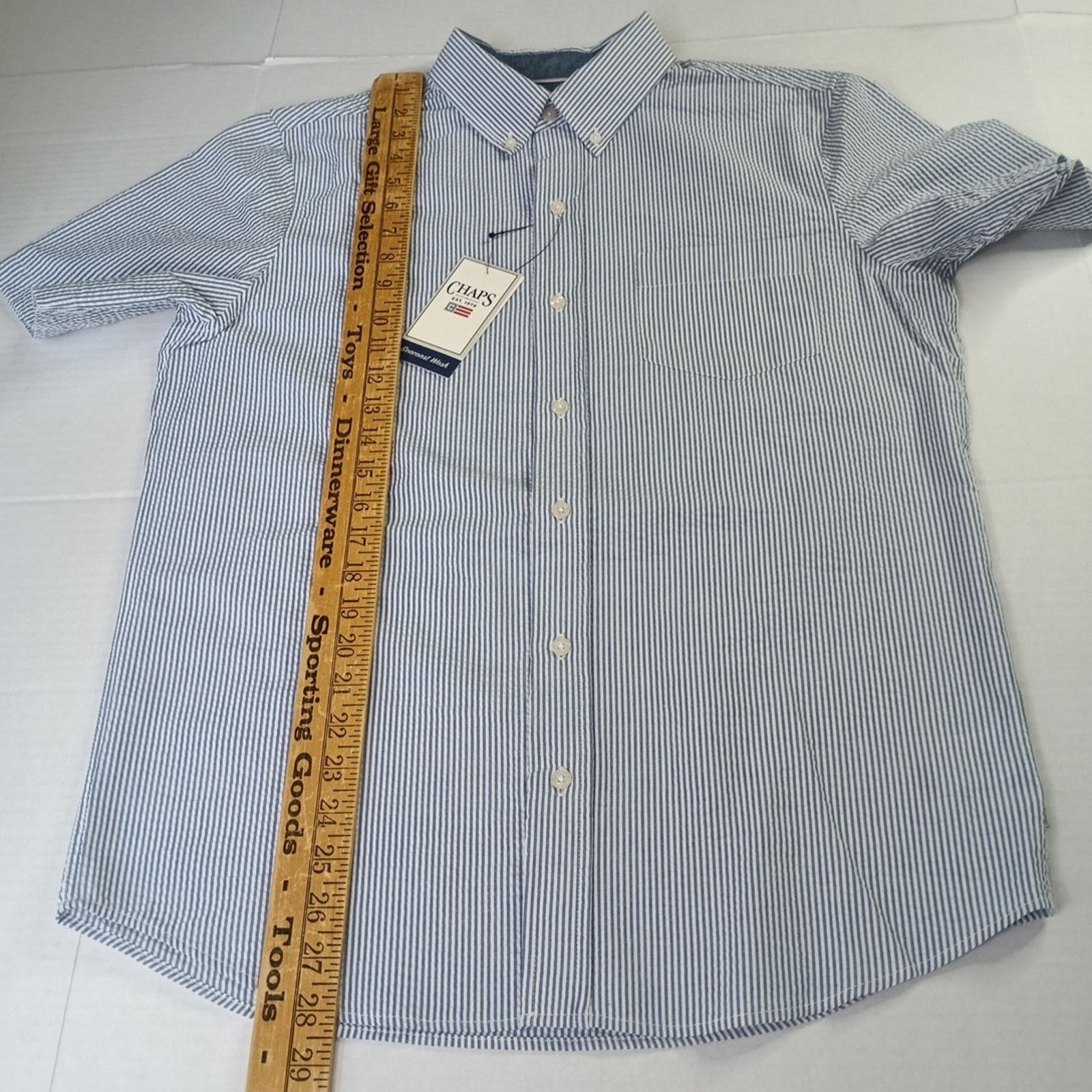 Chaps Chaps Seacoast Seersucker Woven Shirt Mens Size S Blue White Size US S / EU 44-46 / 1 - 5 Thumbnail