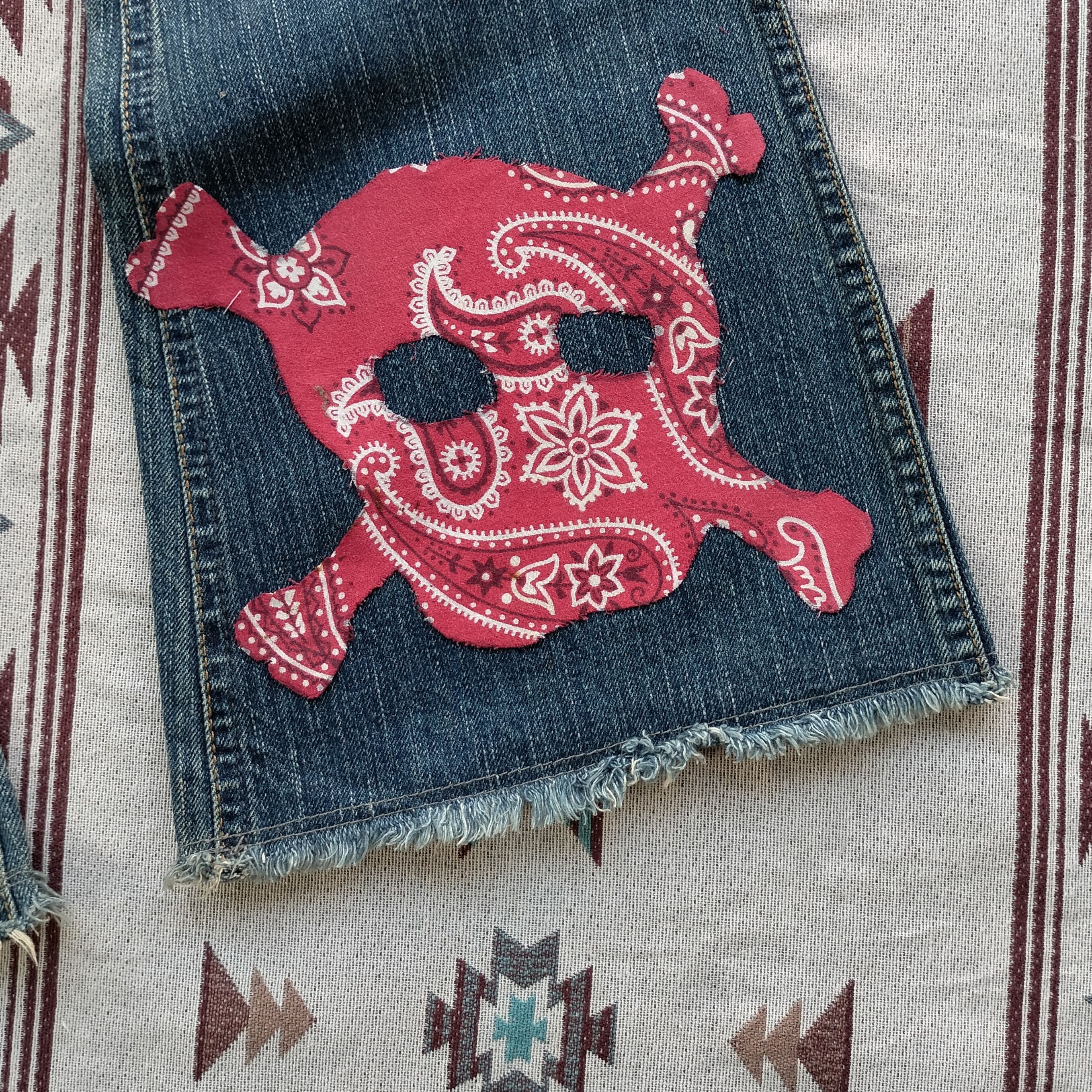 Beauty Beast Brappers skull paisley patchwork flare denim Size US 30 / EU 46 - 4 Thumbnail