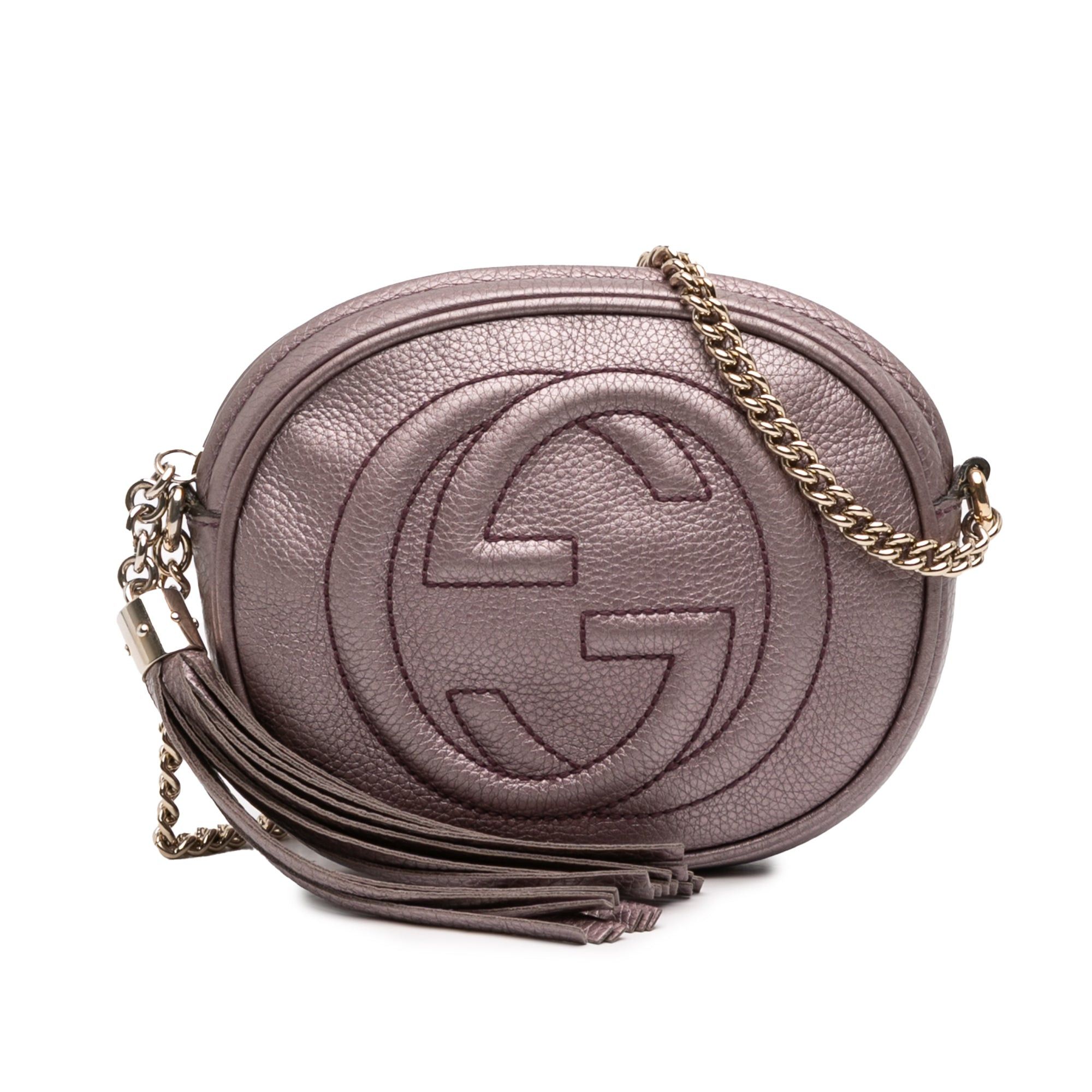 Mini Metallic Pebbled Calfskin Soho Chain Crossbody