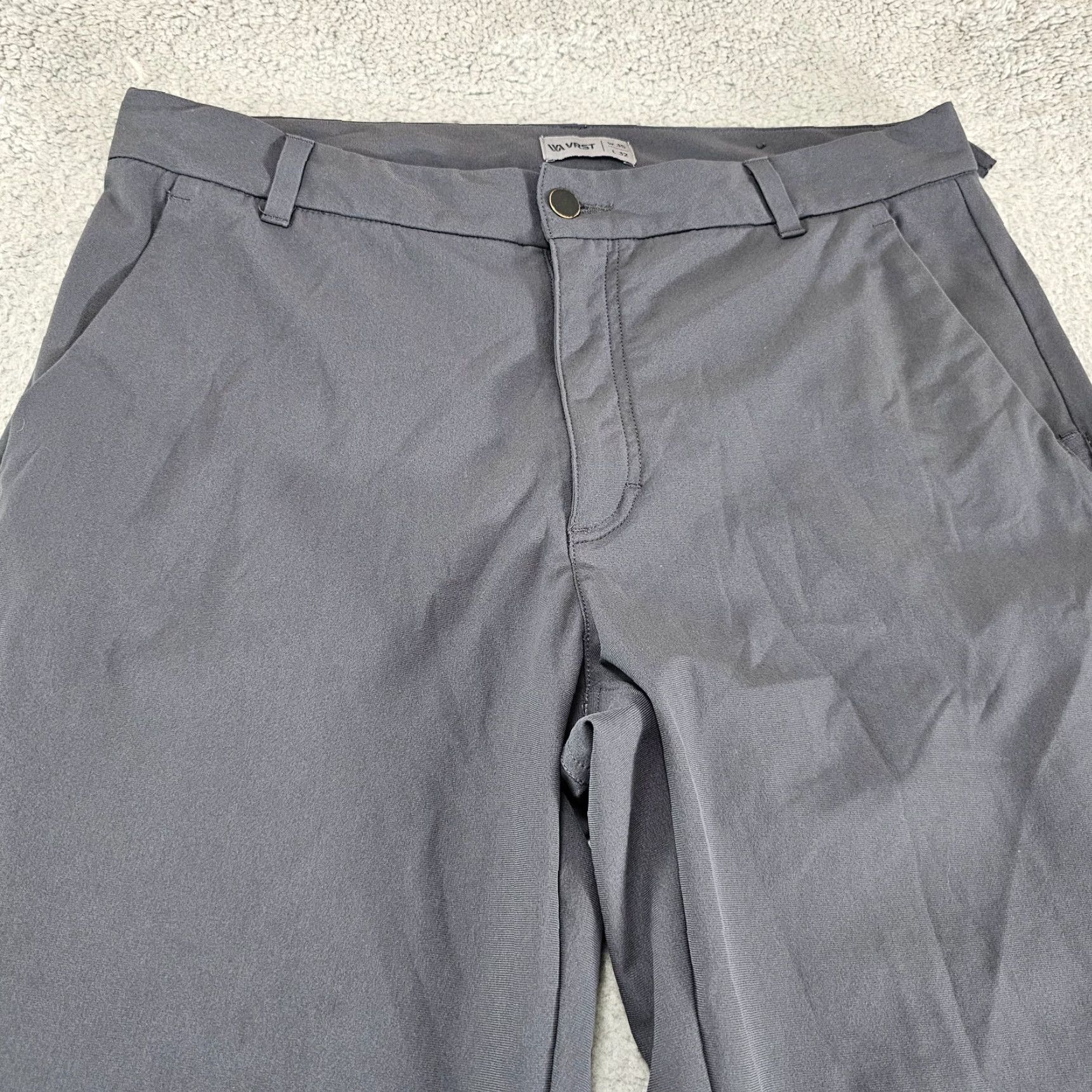 Vintage VRST Pants Mens 35x29 Gray Chino Slim Everyday Casual Business Travel Flat Front Regular Size US 35 - 3 Thumbnail