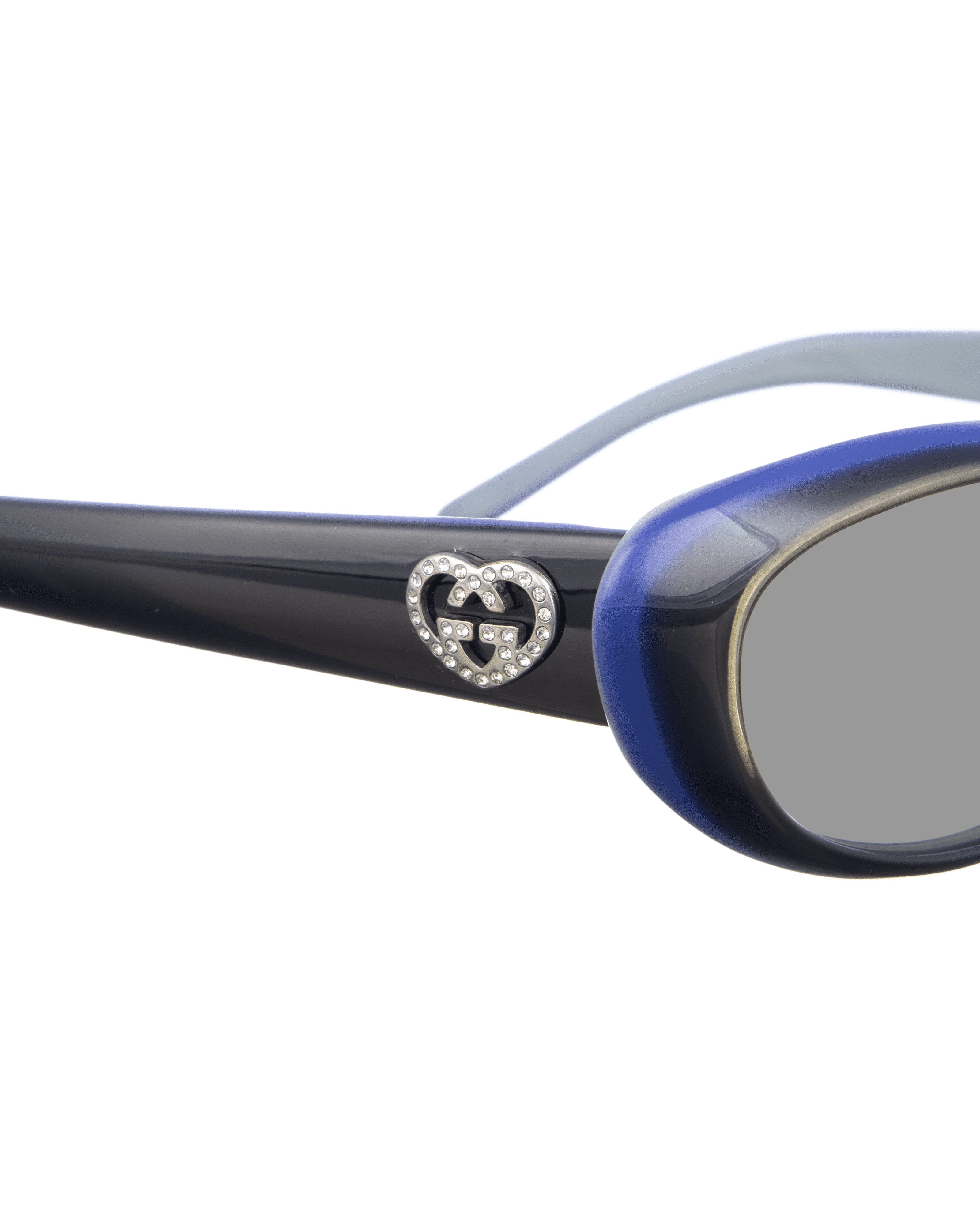 Gucci Gucci 00s Navy Cat Eye Sunglasses with Crystal Hearts Size ONE SIZE - 3 Thumbnail