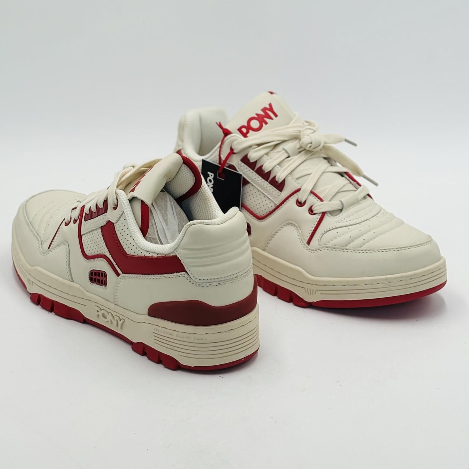 PONY PONY Low Genuine Leather Premium Lace Up Off White / Red Size US 12 / EU 45 - 1 Thumbnail