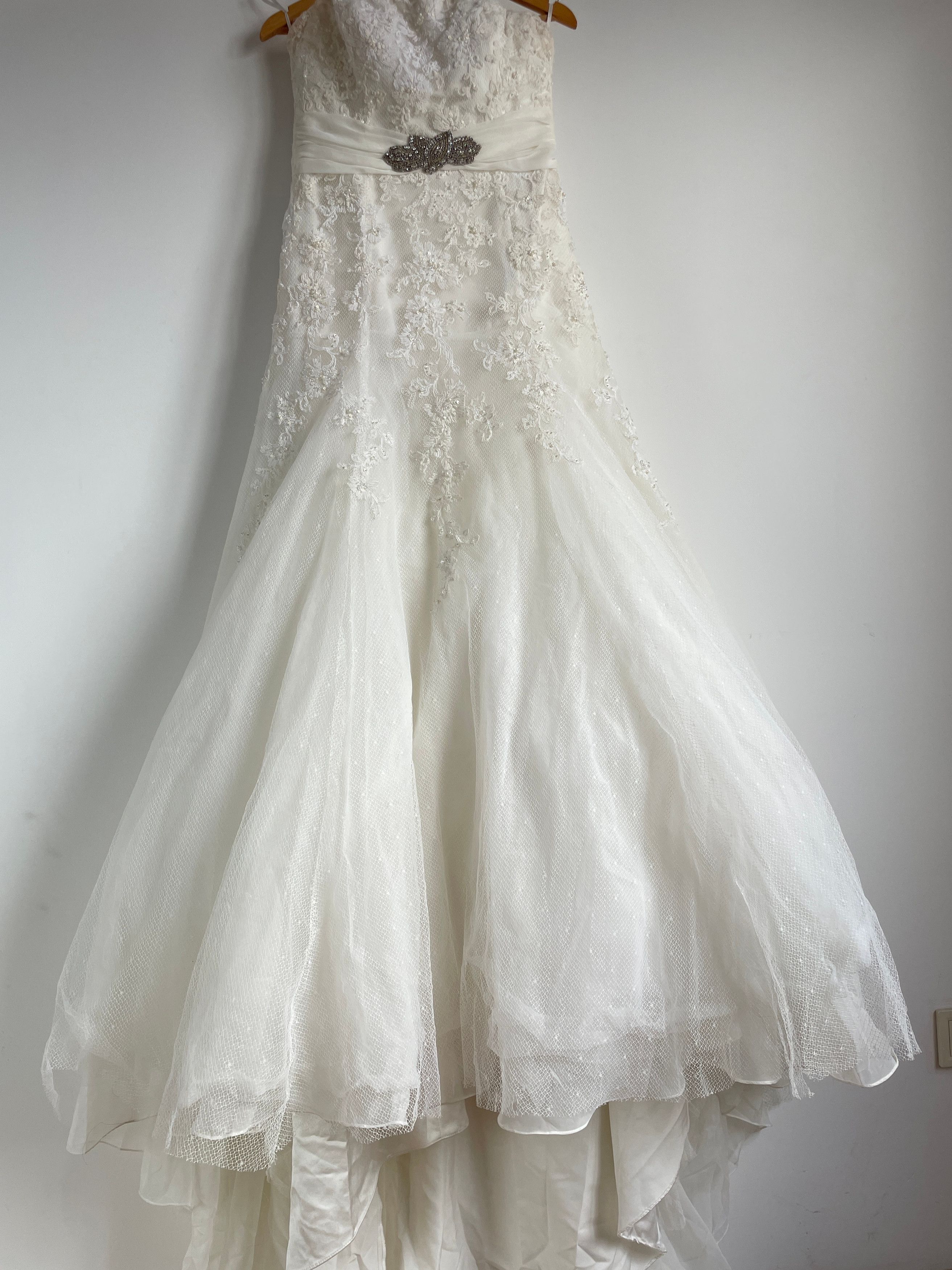 Other Pronovias Barcelona Strapless ALine Laces Wedding Dress Gown Size XL / US 12-14 / IT 48-50 - 5 Thumbnail