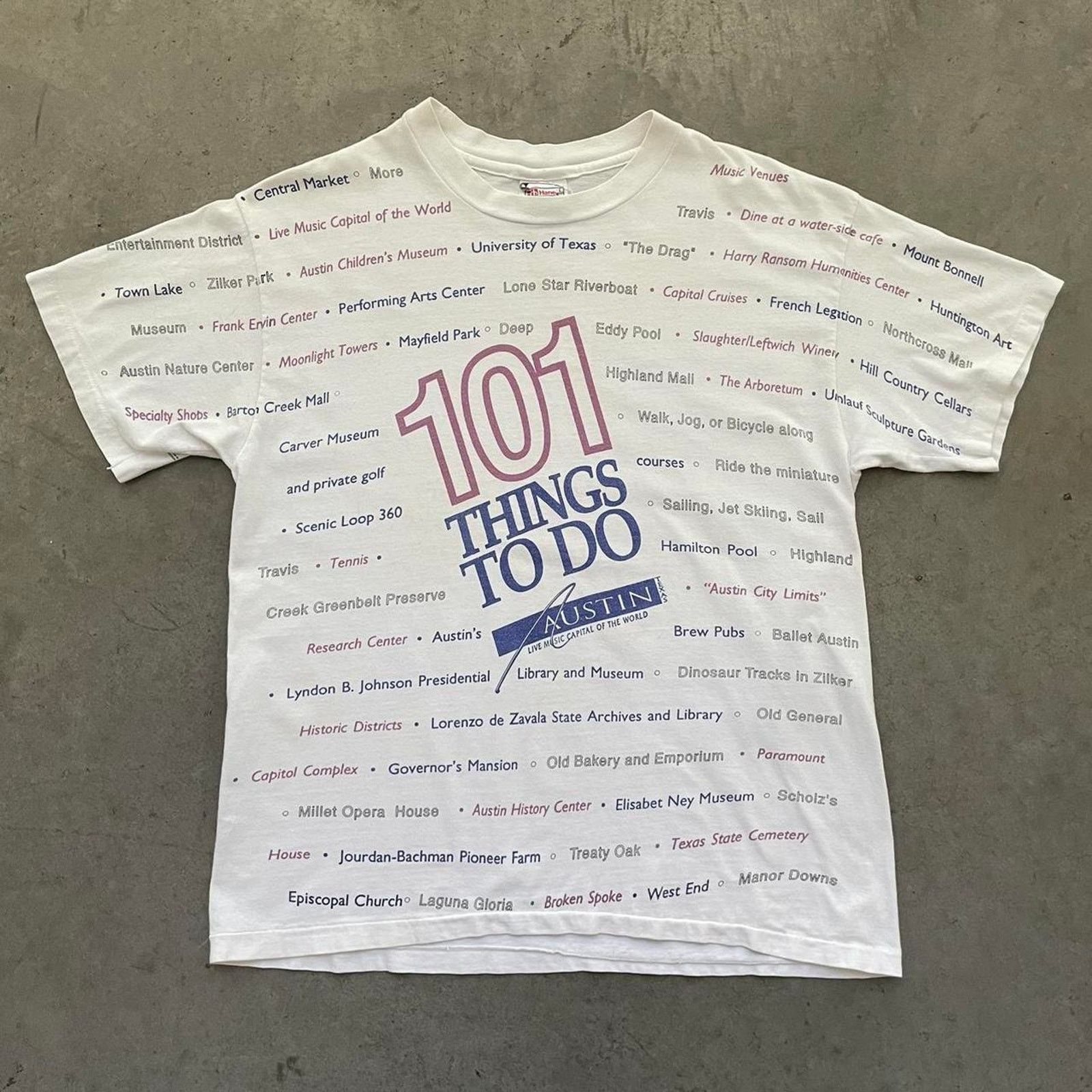 Vintage Vintage 90s 101 Things to do in Austin, Texas T-shirt Size US L / EU 52-54 / 3 - 1 Thumbnail