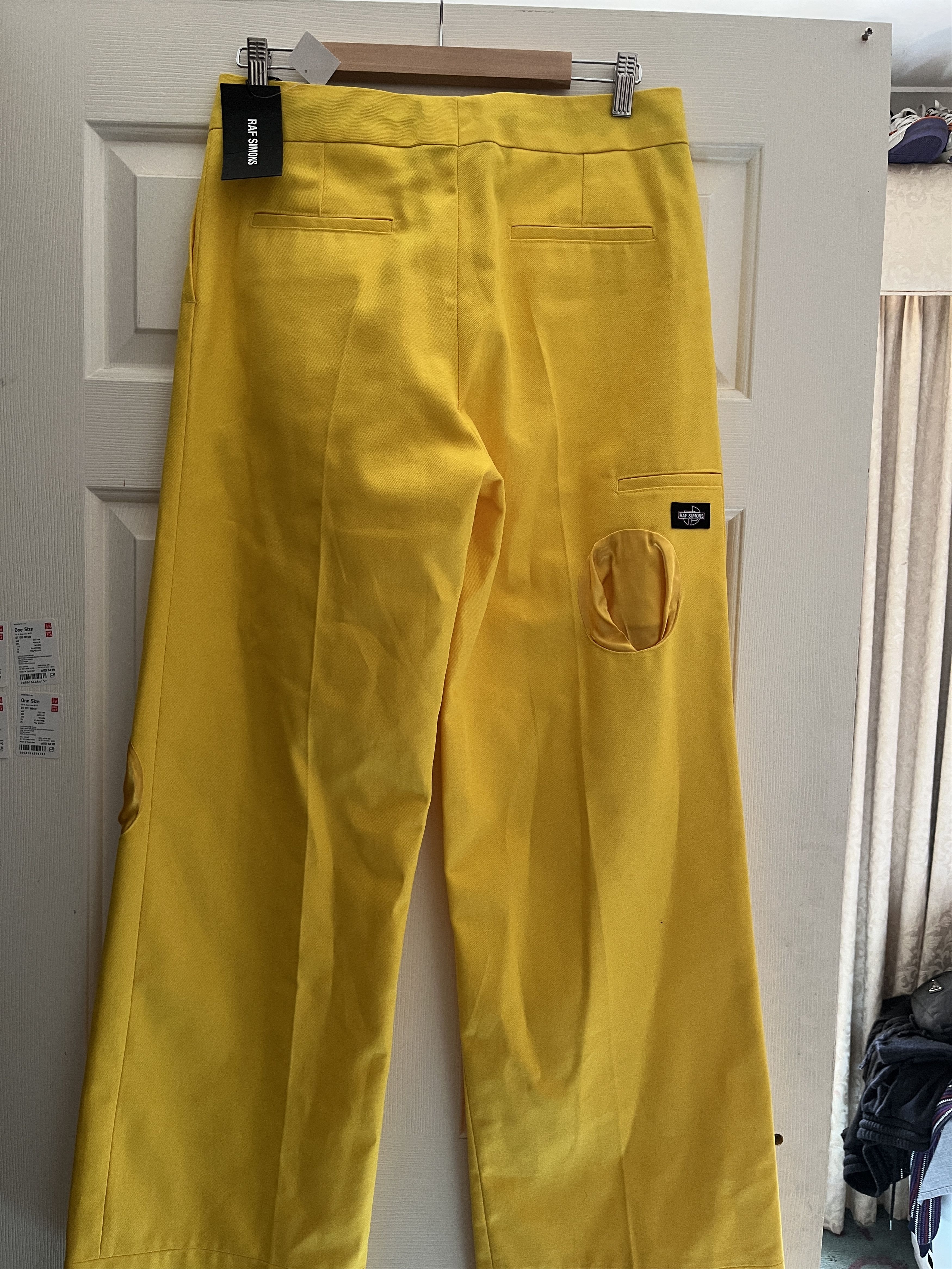 Raf Simons Raf Simons Cutout-pockets Wide-leg Trousers - Yellow Size US 38 / EU 54 - 3 Thumbnail