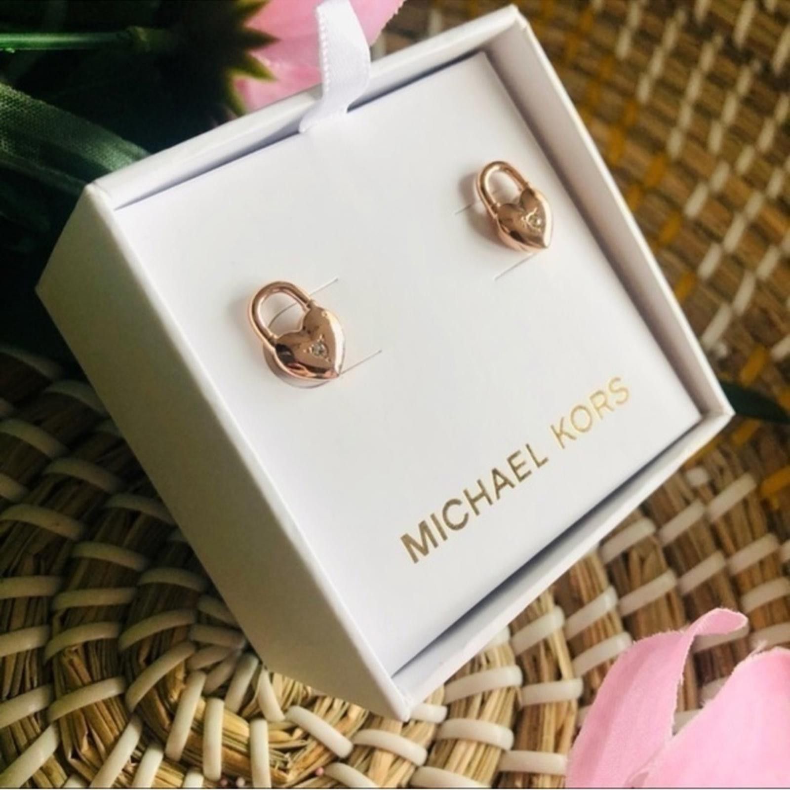 Michael Kors Michael Kors Rose Gold Heart Lock Earrings NWT Size ONE SIZE - 2 Thumbnail