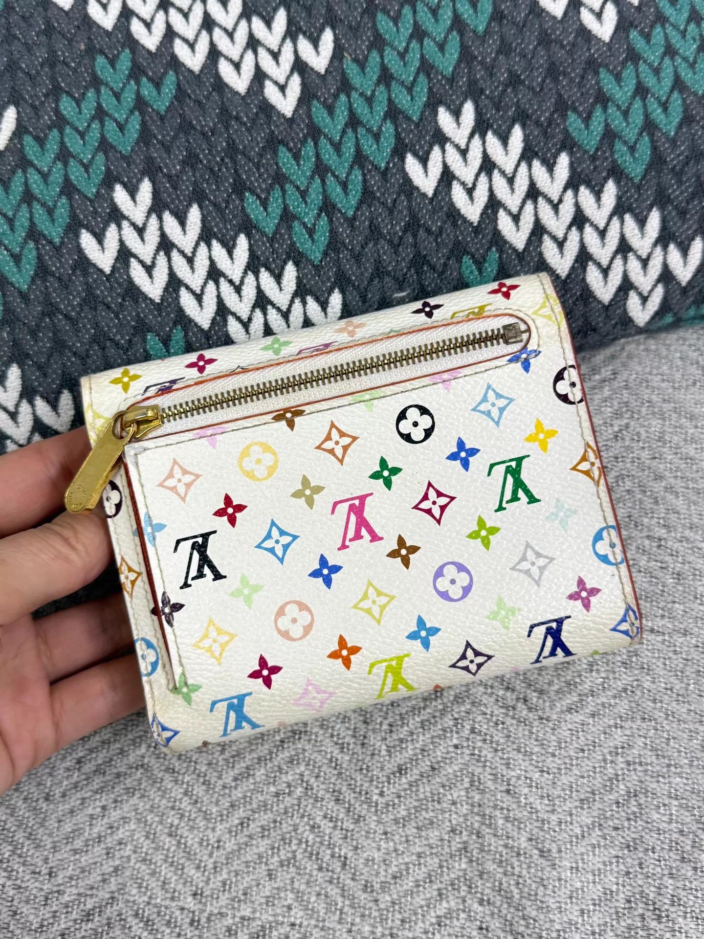 Louis Vuitton LV white multicolor tri-fold wallet Size ONE SIZE - 2 Thumbnail