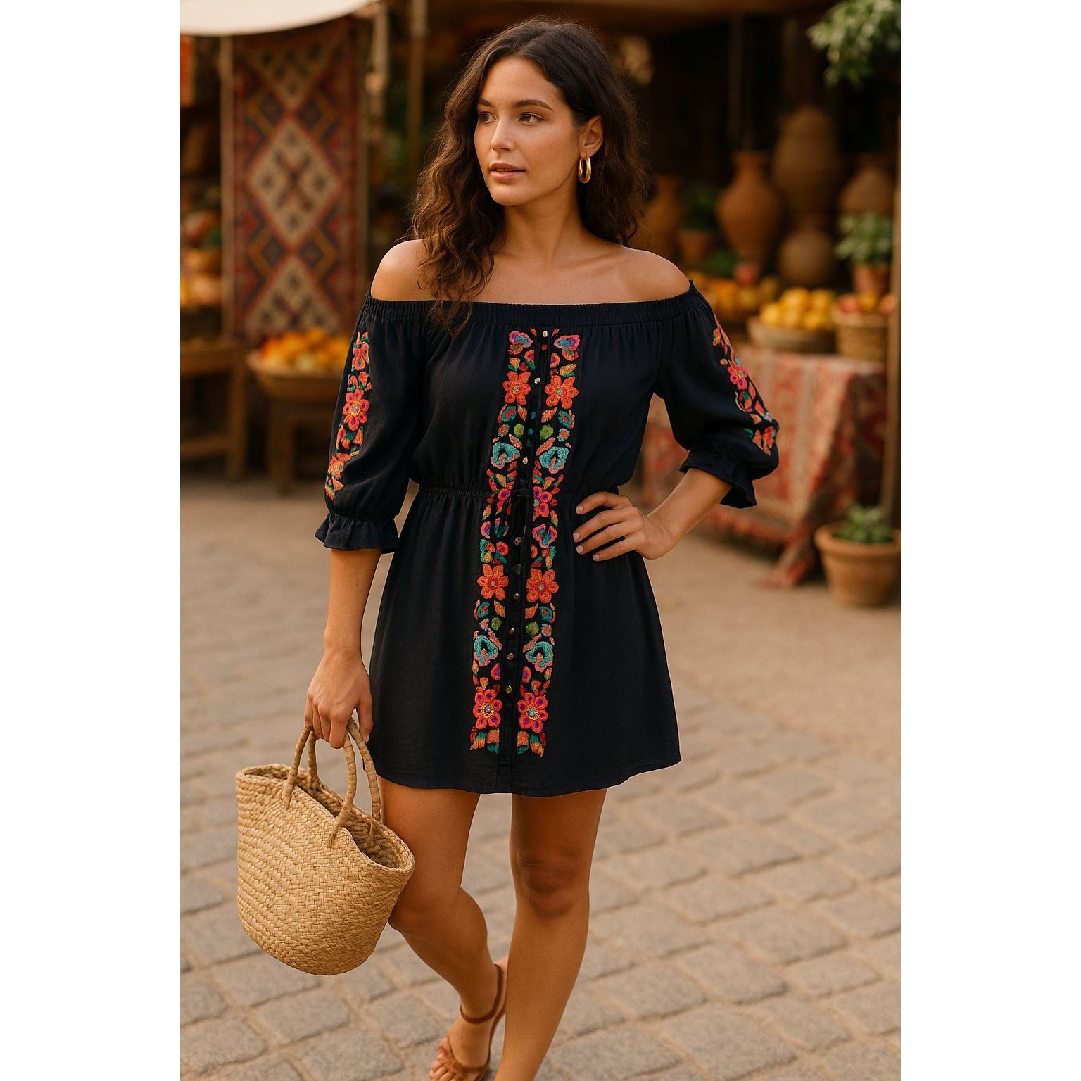 MISA Los Angeles Misa Women's Embroidered Mini Dress Black S Boho Festival Re Size S / US 4 / IT 40 - 1 Thumbnail