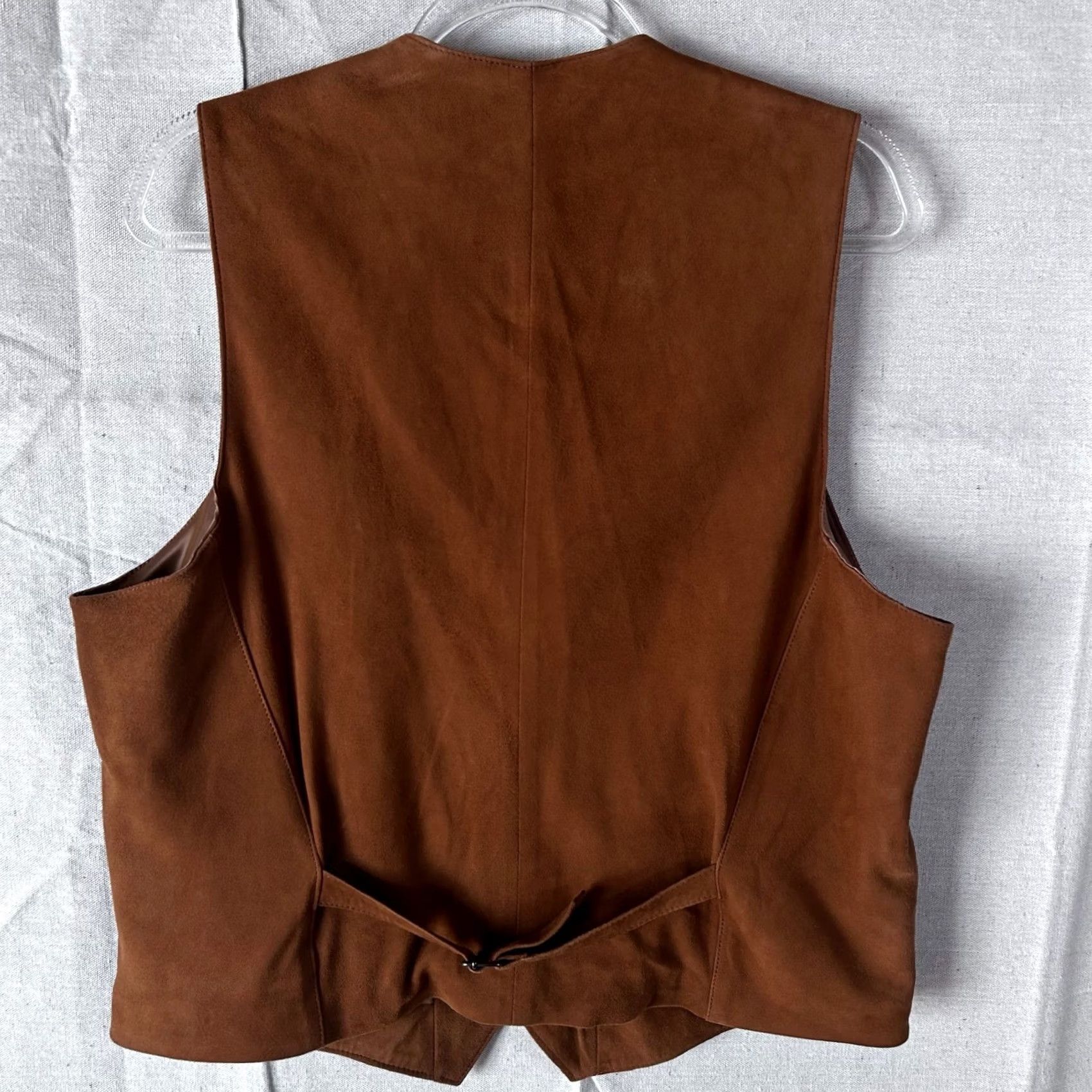Caruso Rossi & Caruso Argentina Leather Suede Vest Mens Brown Cinch Back Goatskin Size US M / EU 48-50 / 2 - 4 Thumbnail