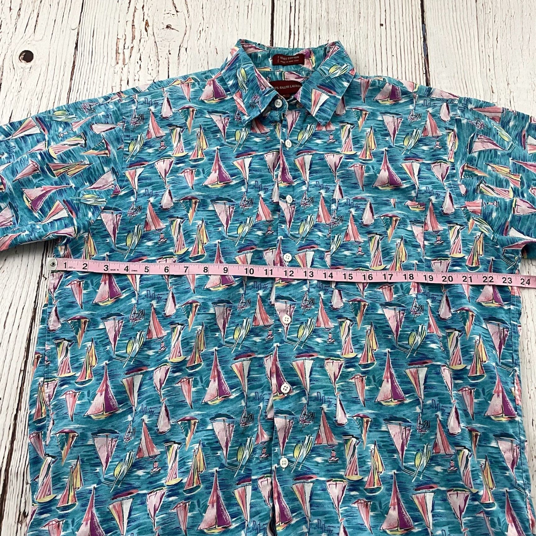 Chaps VINTAGE Chaps Ralph Lauren Short Sleeve Sailboat Button Front Top Mens L Blue Shirt Button-Up SS Sailboat Theme 90s Size US L / EU 52-54 / 3 - 3 Thumbnail