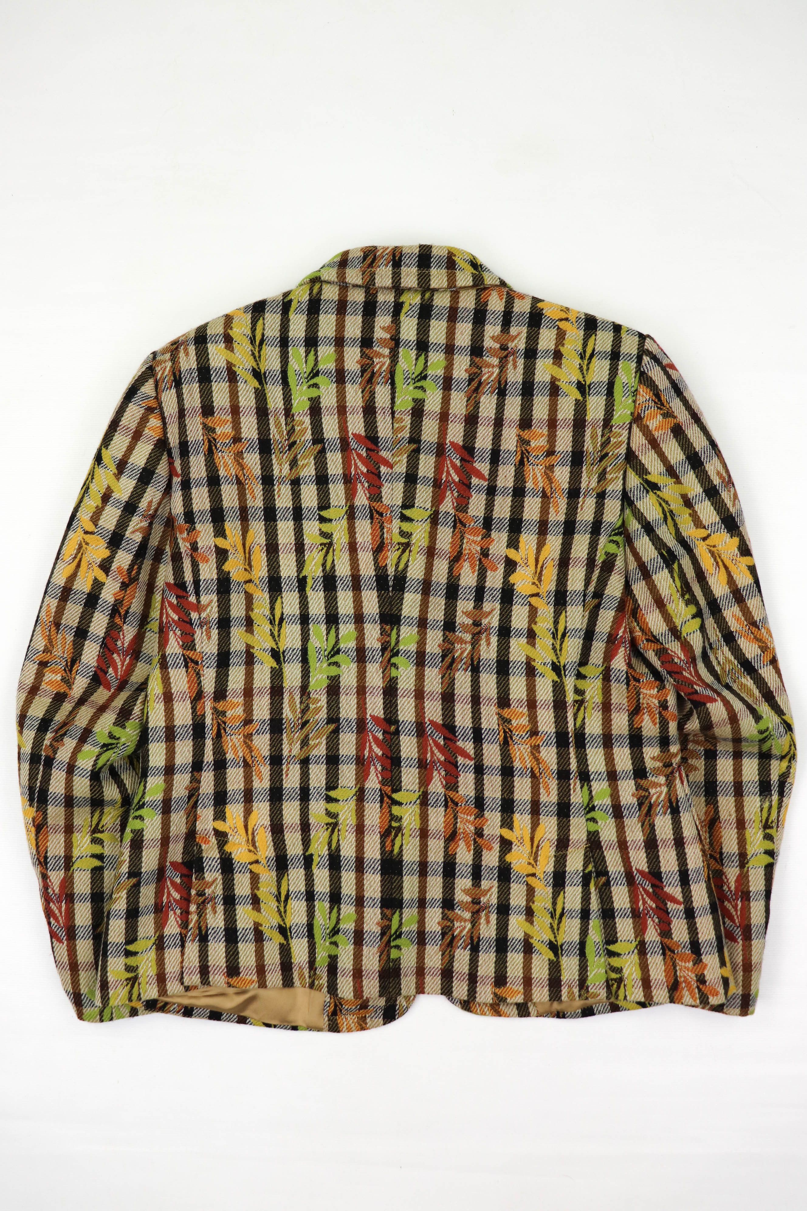 DAKS DAKS London Floral Multicolor Checked Wool Sport Coat Blazer Size L / US 10 / IT 46 - 2 Thumbnail