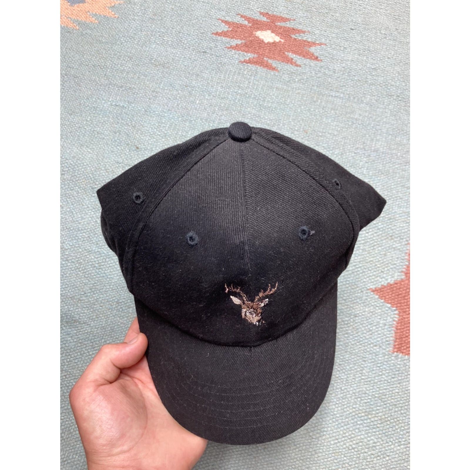 Anvil VINTAGE Anvil Buck Deer Hat Strapback Cap Cotton Black Daddy Dad Hunting EUC Mens Adjustable Cap Size ONE SIZE - 3 Thumbnail
