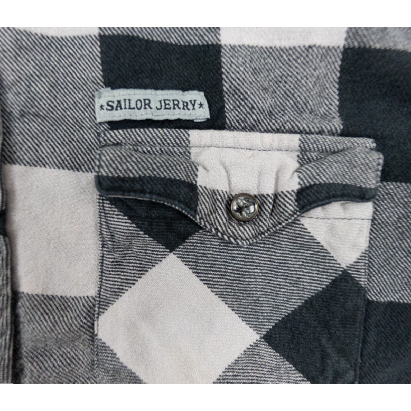 Vintage Sailor Jerry Flannel Shirt Mens Large Black Long Sleeve Button-Up Plaid Outdoor Size US L / EU 52-54 / 3 - 3 Thumbnail