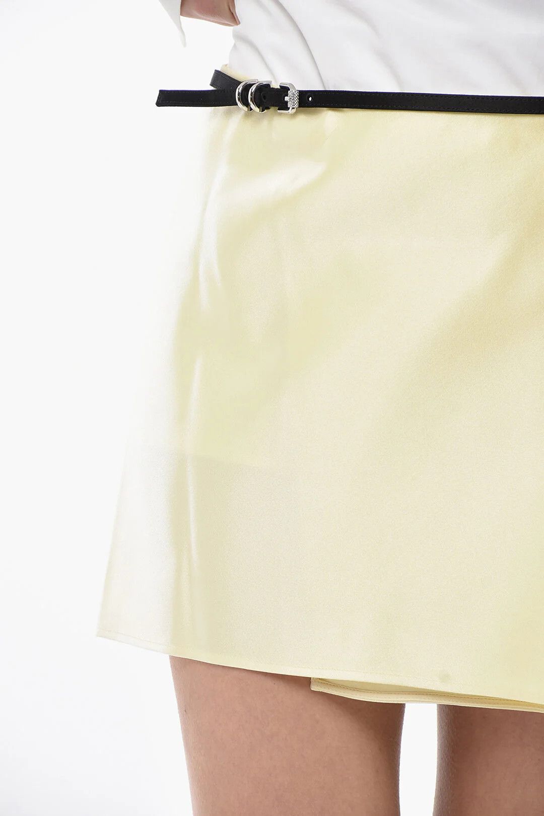 Givenchy og1mm0326 Satin Wrap Mini Skirt in Yellow Size 27" / US 4 / IT 40 - 3 Thumbnail