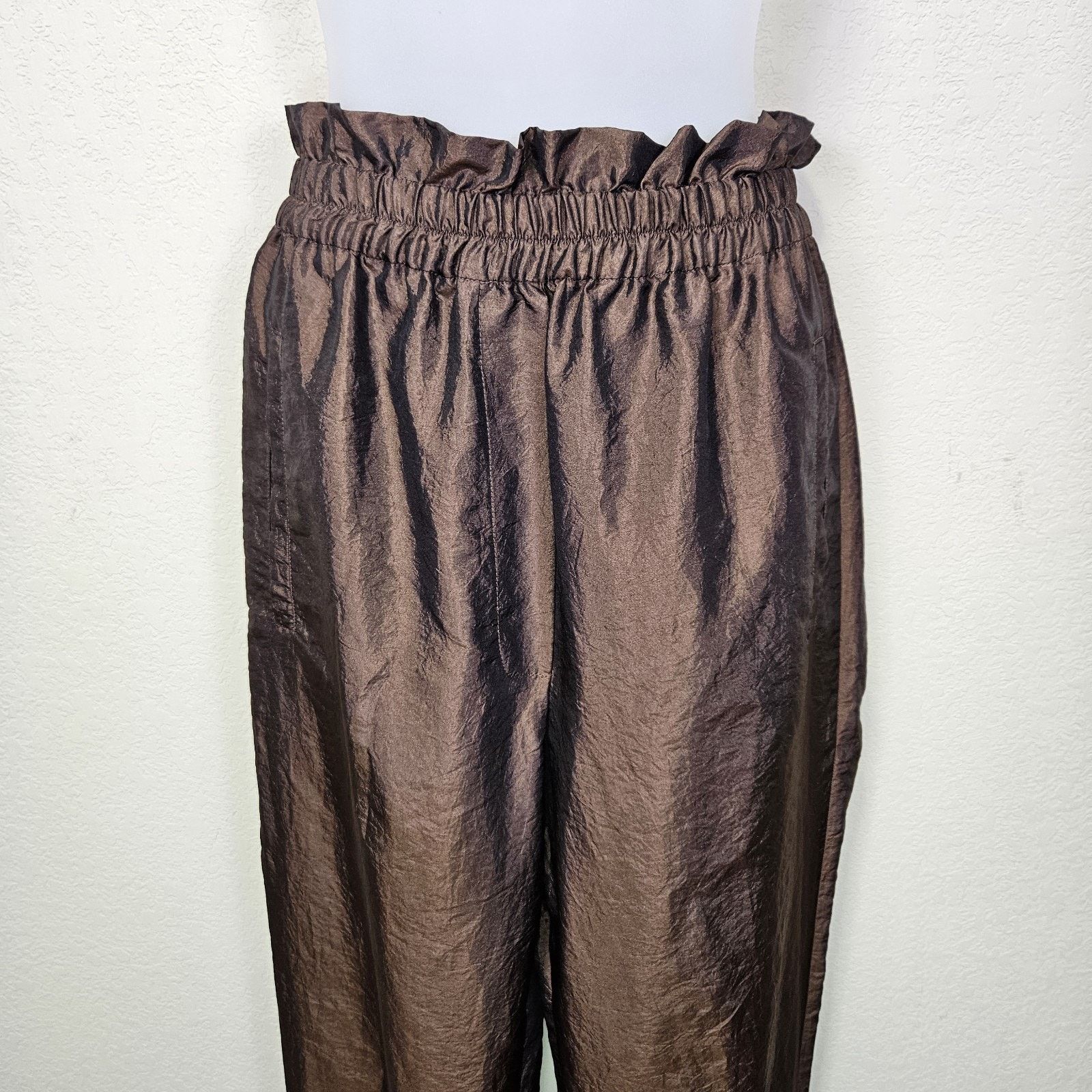 Tibi TIBI Crispy Nylon Felix Jogger Metallic Brown Oversize Baggy Size 27" / US 4 / IT 40 - 4 Thumbnail