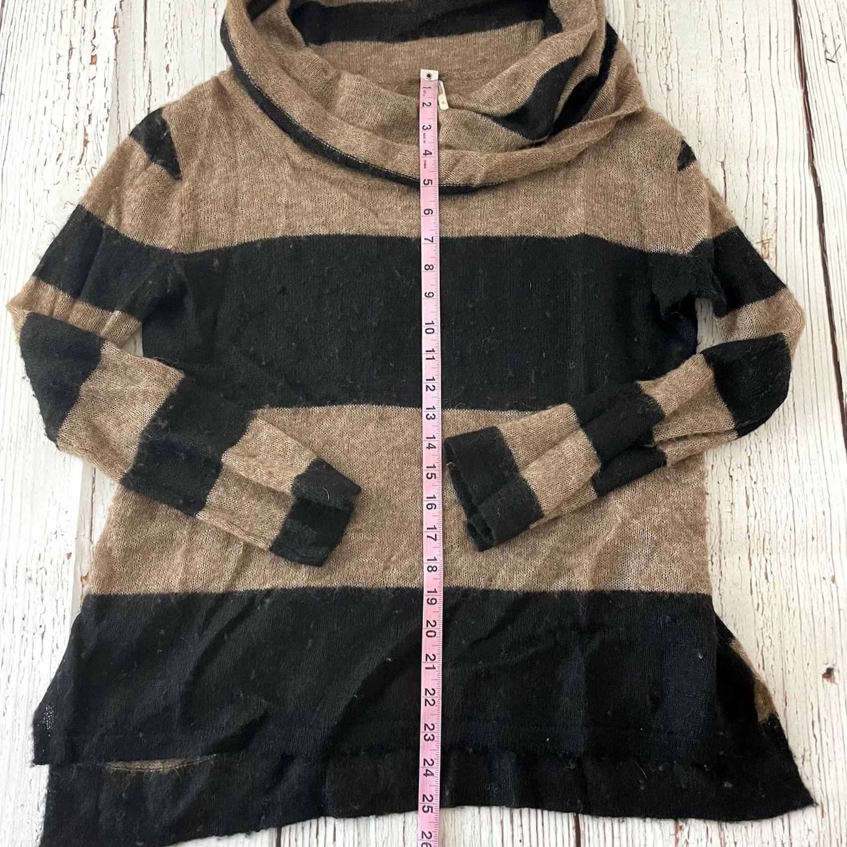 Free People Free People Striped Pullover Alpaca Turtleneck Sweater Womens S Brown Black Size S / US 4 / IT 40 - 5 Thumbnail