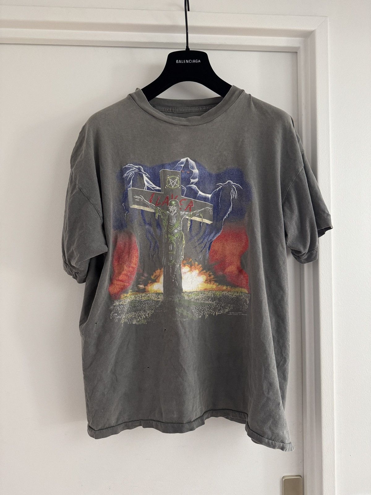 Slayer *RARE* 90s METAL BAND PARIS TOUR SLAYER 1990 EUROPE TOUR Size US L / EU 52-54 / 3 - 5 Thumbnail