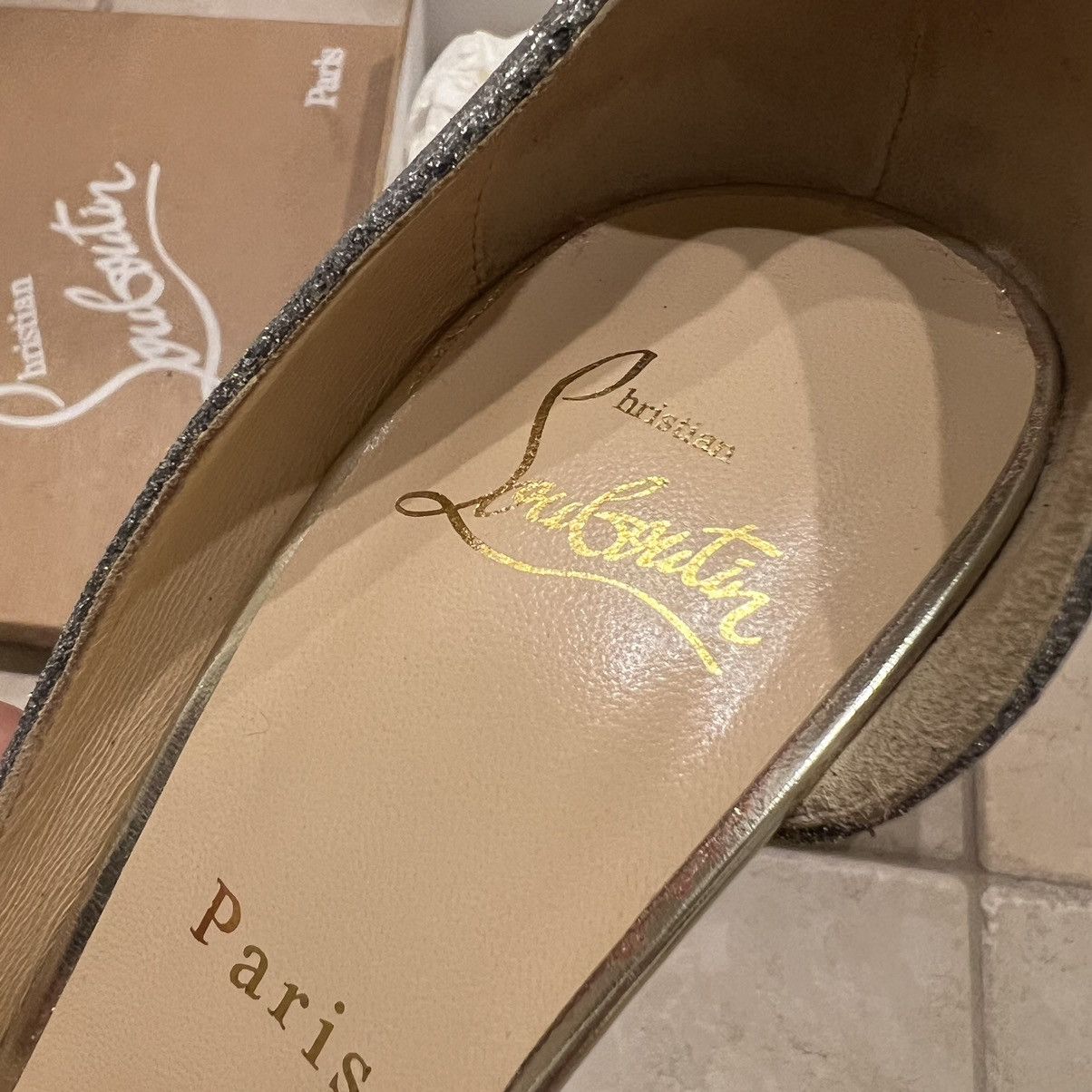 Christian Louboutin IRIZA 100 GLITTER MINI DEGRADE/SPECCHIO Size US 7.5 / IT 37.5 - 3 Thumbnail