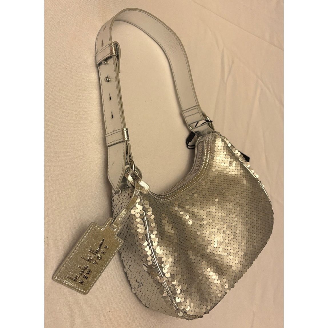 Nicole Miller NICOLE MILLER Bag Rows of Matte Silver Sequins | Purse | NWT Size ONE SIZE - 6 Thumbnail