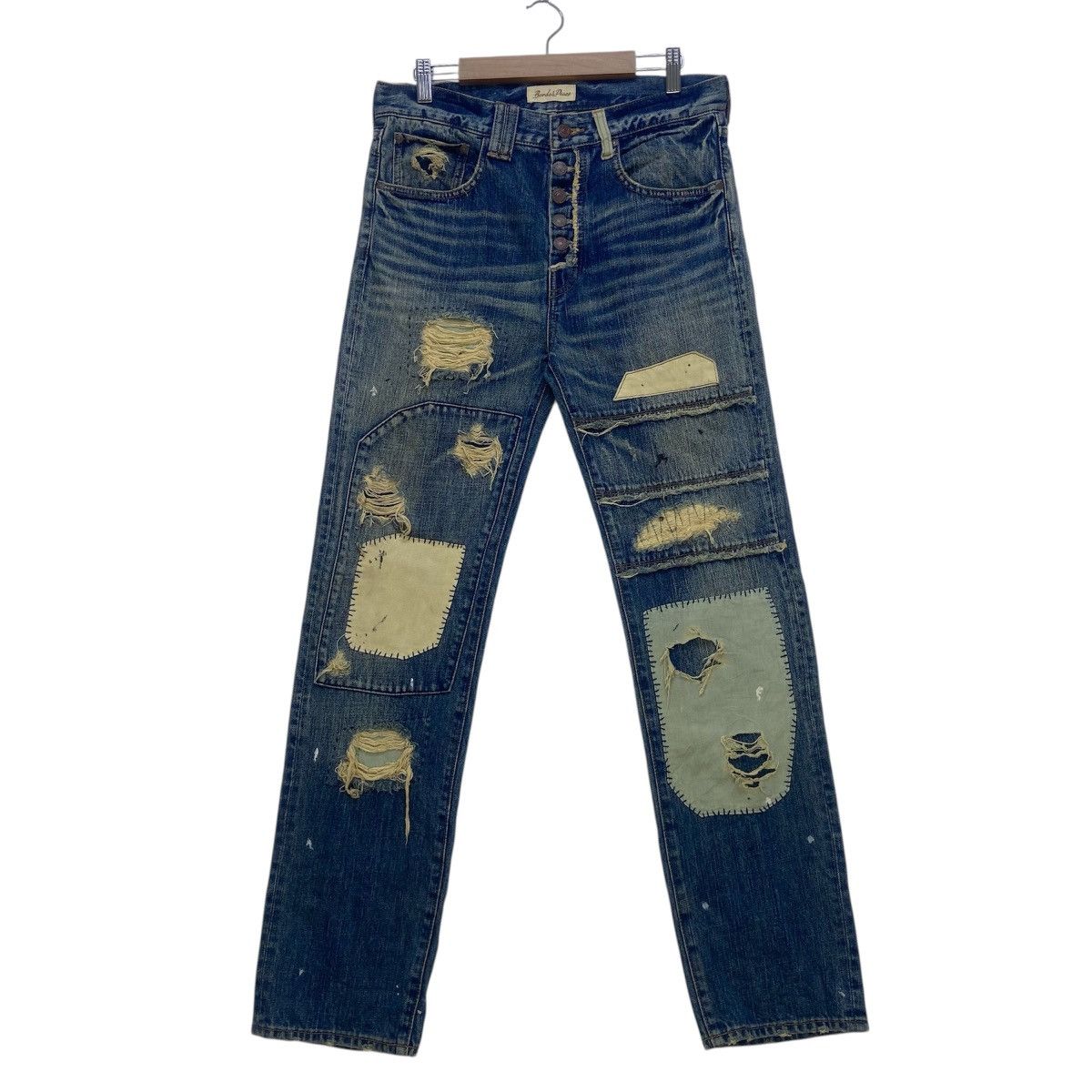 Japanese Brand Bonds & Peace Street Fashion Patchwork Distressed Denim Size US 30 / EU 46 - 1 Thumbnail