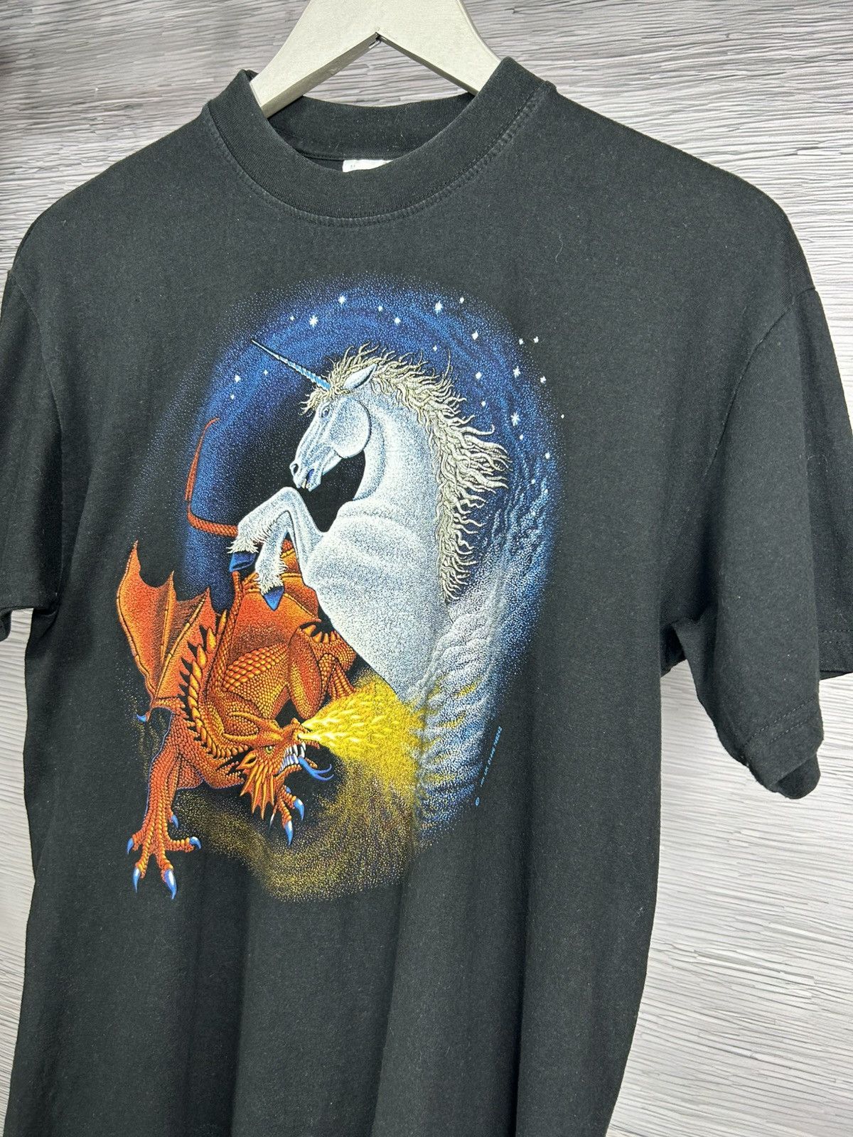 Vintage Vintage 90s Hewlin Dragon Unicorn Battle T Shirt Boxy Fit Size US M / EU 48-50 / 2 - 3 Thumbnail
