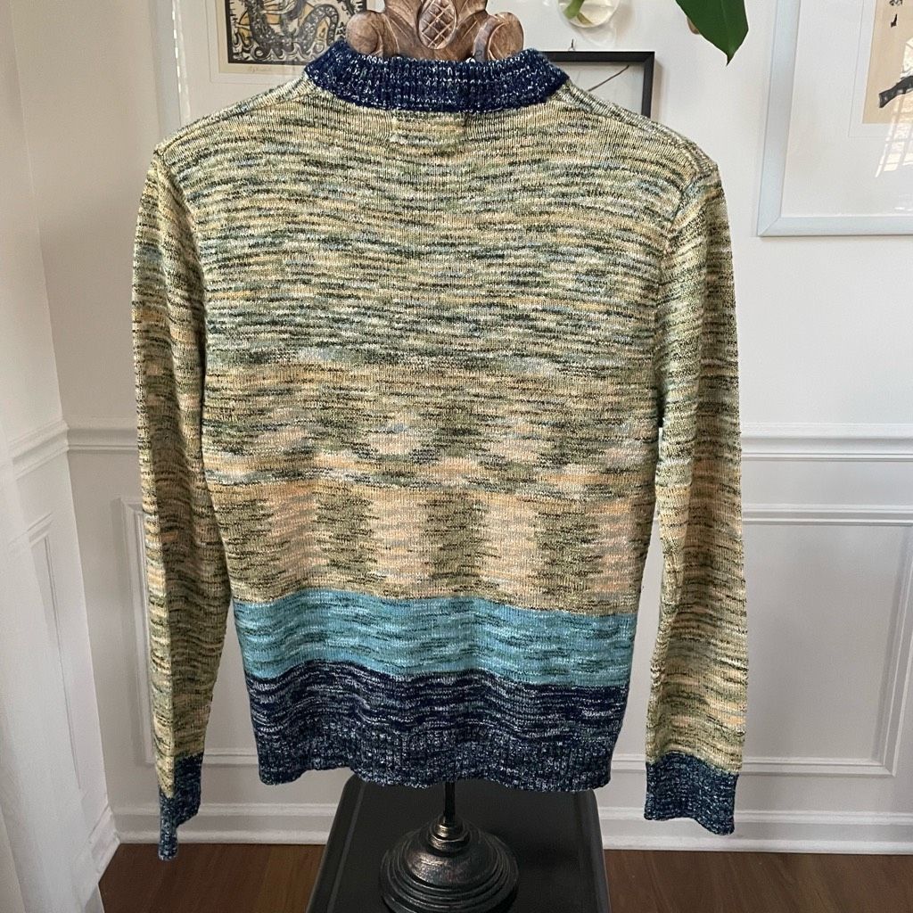 Vintage 70s Sigallo Abstract Tree Mock Neck Sweater M