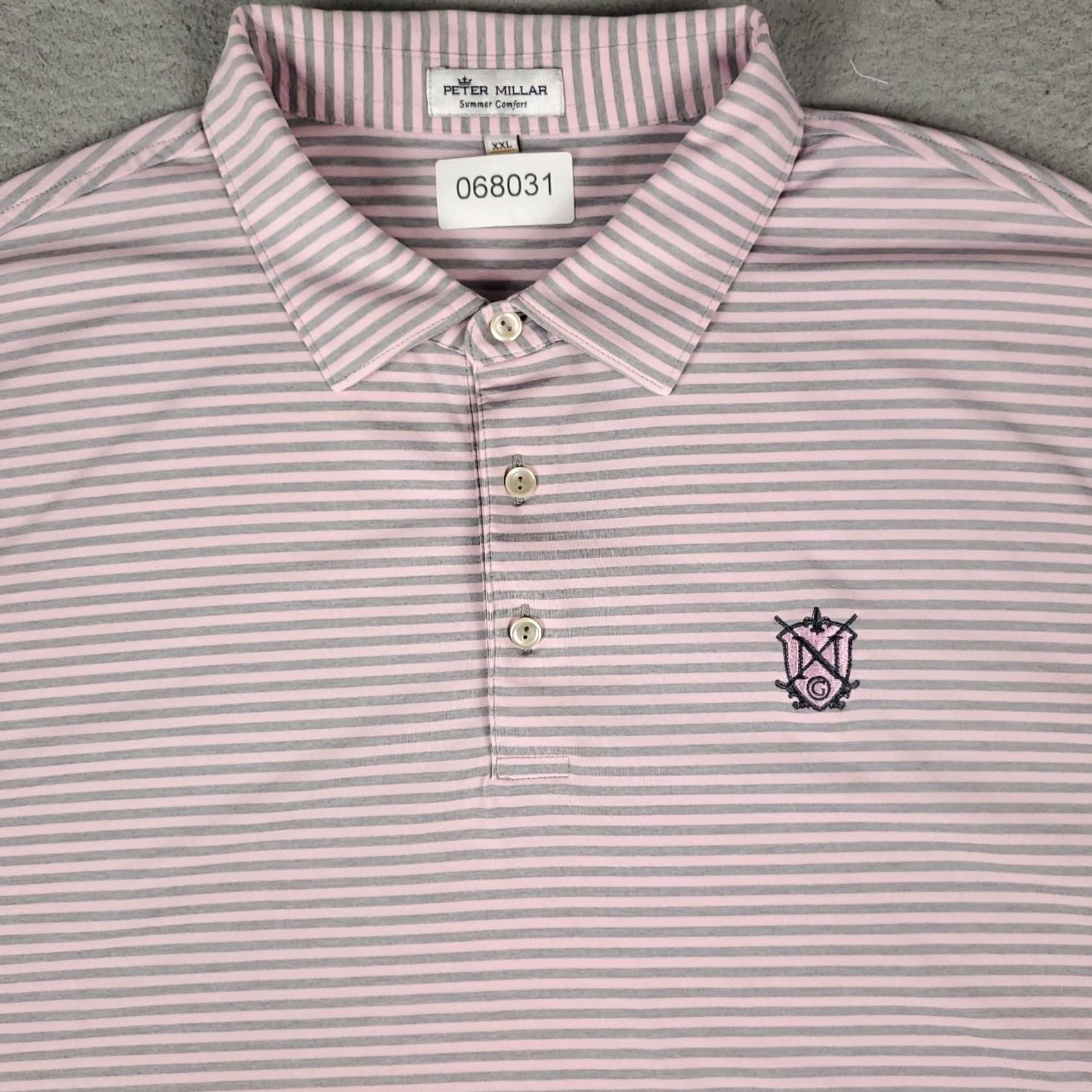 Peter Millar Peter Millar Polo Shirt Mens 2XL Pink Striped Short Sleeve Casual Golf Shirt Size US XXL / EU 58 / 5 - 2 Thumbnail