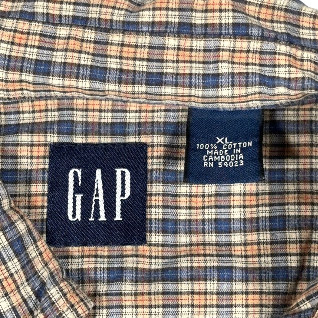 Gap VINTAGE Gap Shirt Adult EXTRA LARGE Blue Orange Plaid Button-Down Preppy 90s Mens XL Blue Plaid Button-Up Shirt Size US XL / EU 56 / 4 - 4 Thumbnail