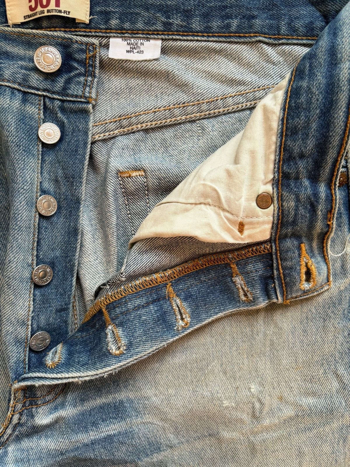 LVC × Levi's × Levi's Vintage Clothing Vintage 90s Levis 501 Mud Wash Distressed Ripped Loose Jean Size US 31 - 3 Thumbnail