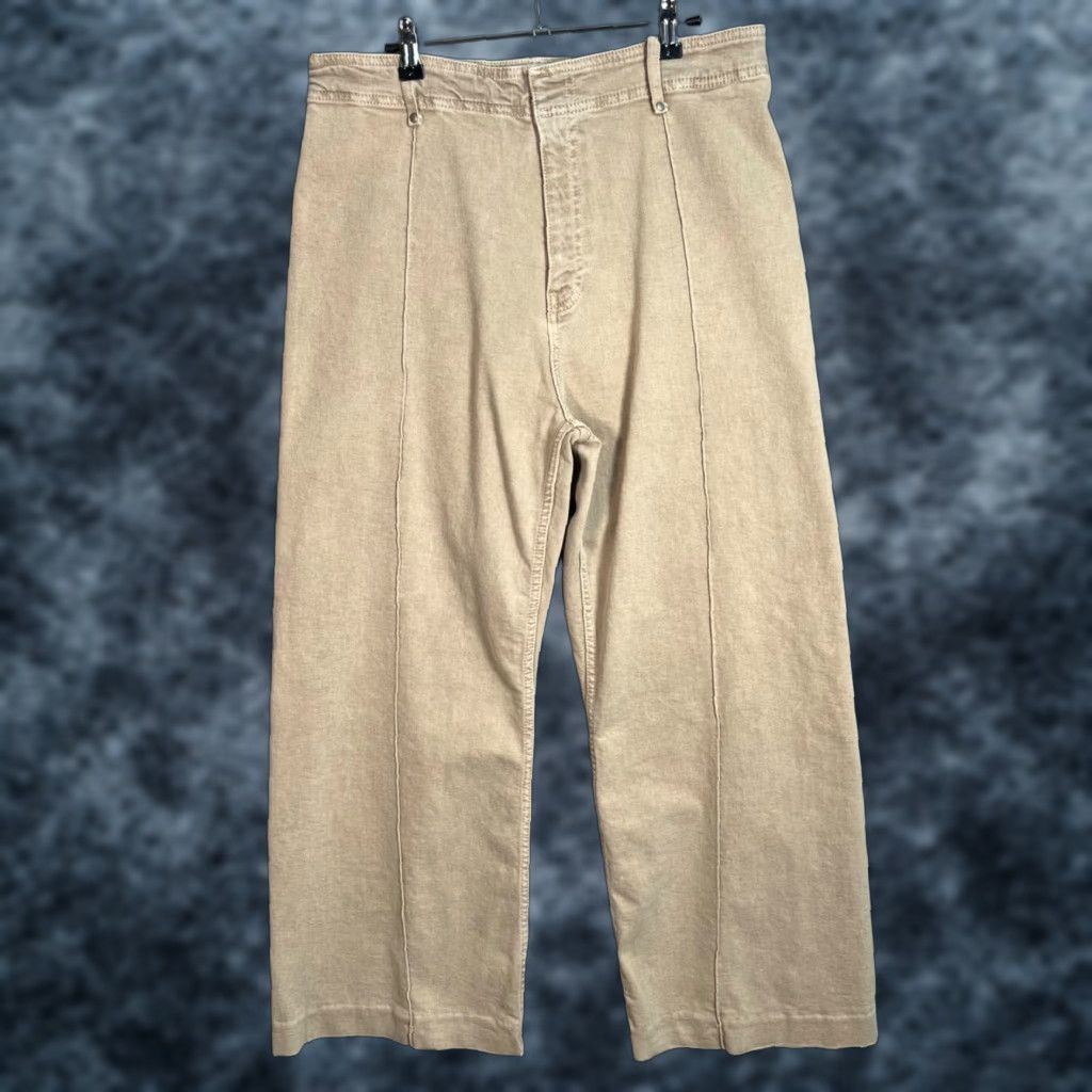 Zara Zara Womens Wide-Leg Jeans Size 14 Beige Cotton Blend 5-Pocket High Rise Size 36" / US 14 / IT 50 - 1 Thumbnail