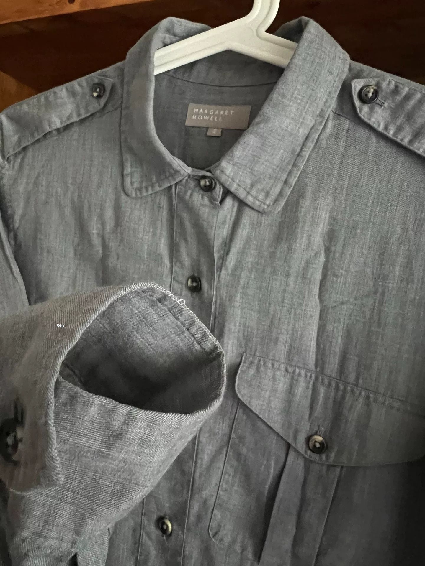 Margaret Howell Margaret Howell Gray Horn Button Work Shirt Size US M / EU 48-50 / 2 - 6 Thumbnail