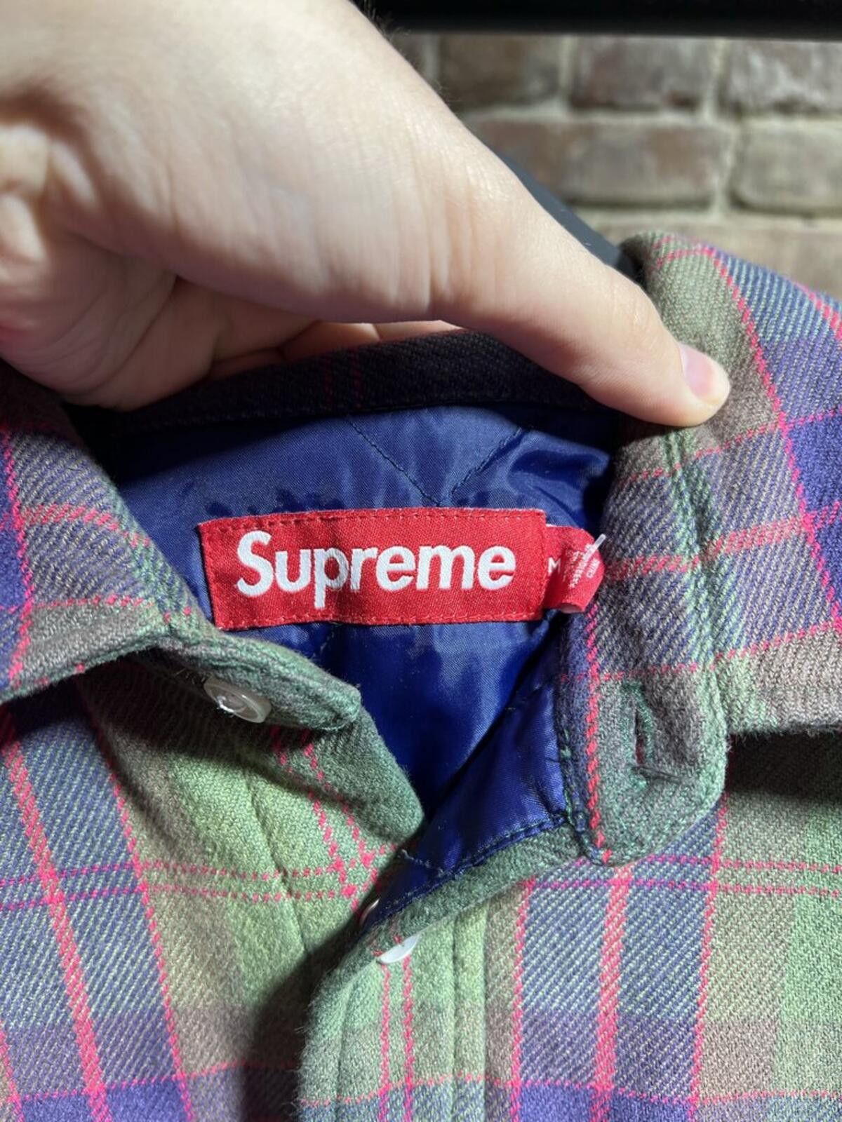 Supreme Supreme Quilted Flannel Green/Purple Sz. M Size ONE SIZE - 3 Thumbnail